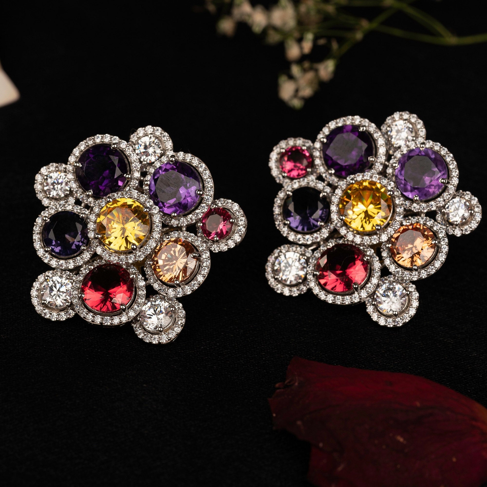 Celestial Bloom Multicolor Floral Stud Earrings