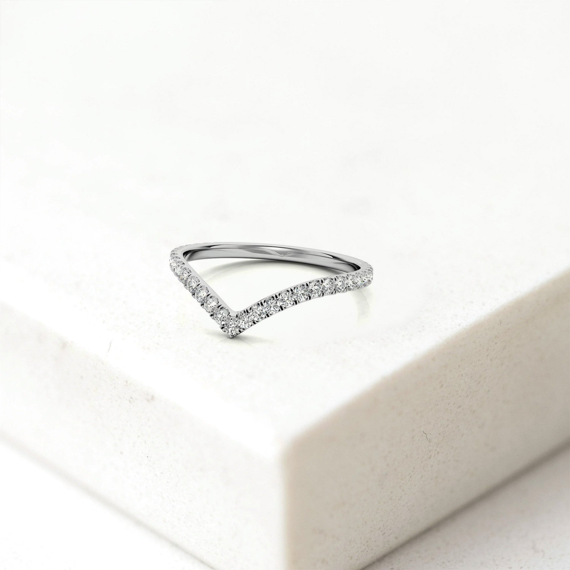 White Gold Silver Stacked Adjustable V-Curve Chevron Ring For Woman