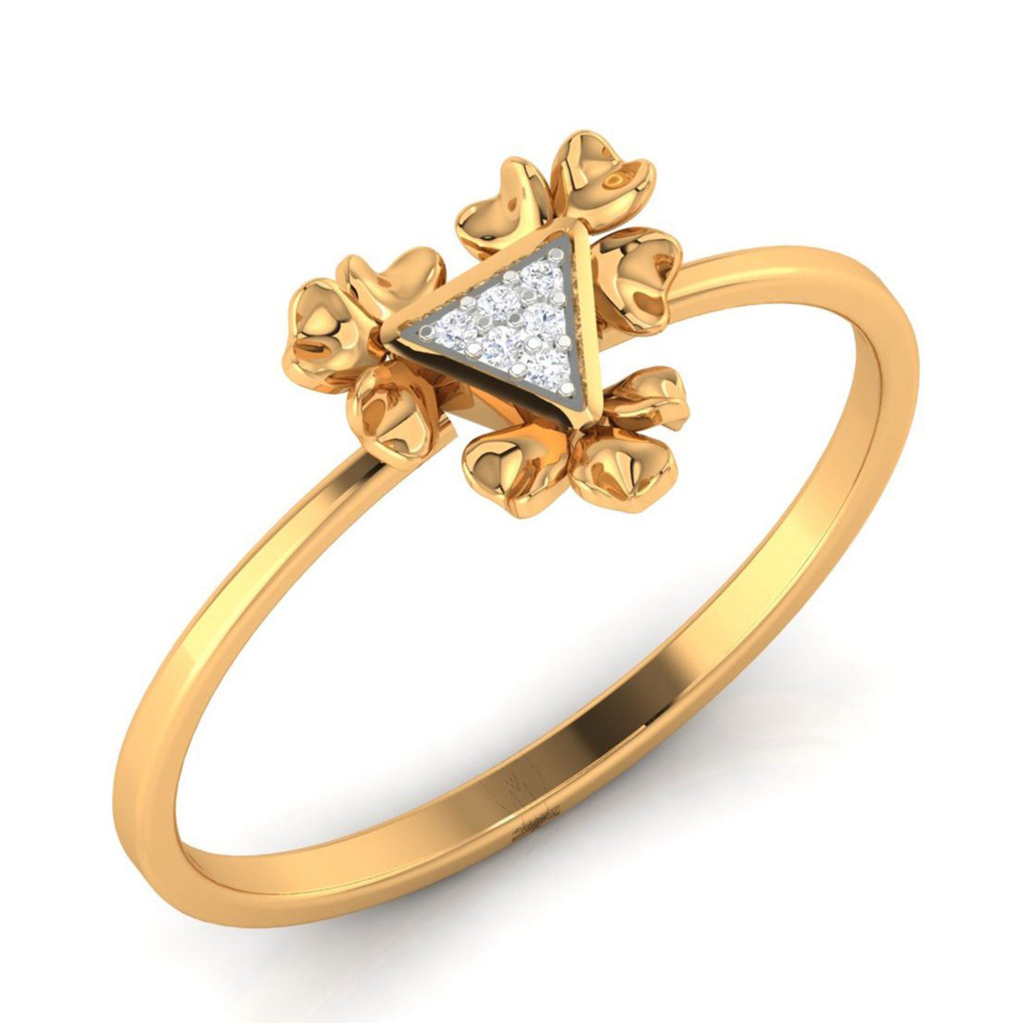 Triangle Diamond Cluster Floral Ring