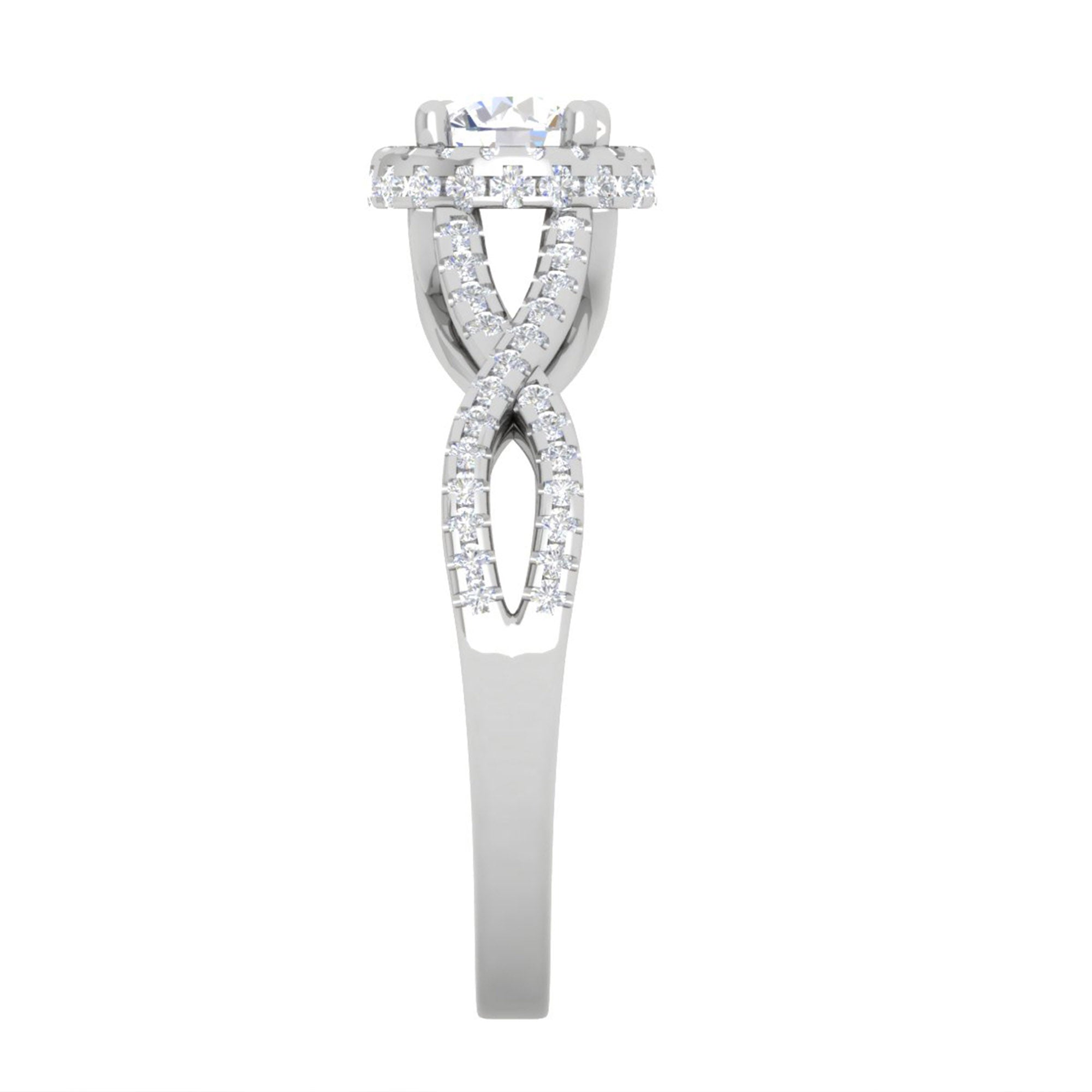 White Gold Plated Crossover Halo Ring