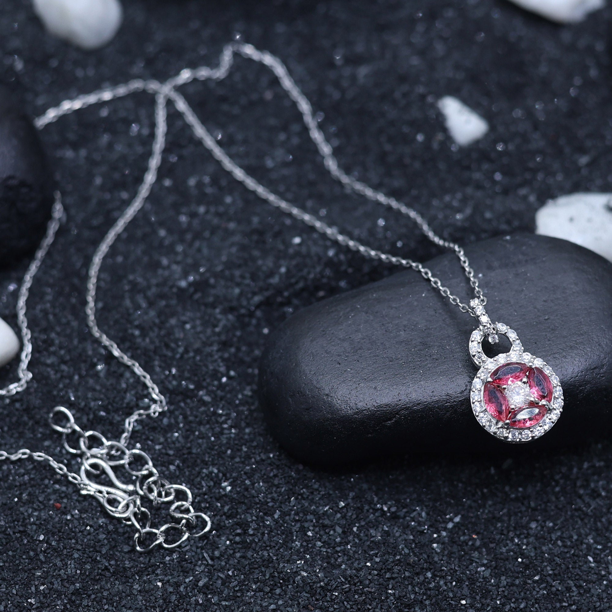 Timeless Ruby Halo Lock Pendant