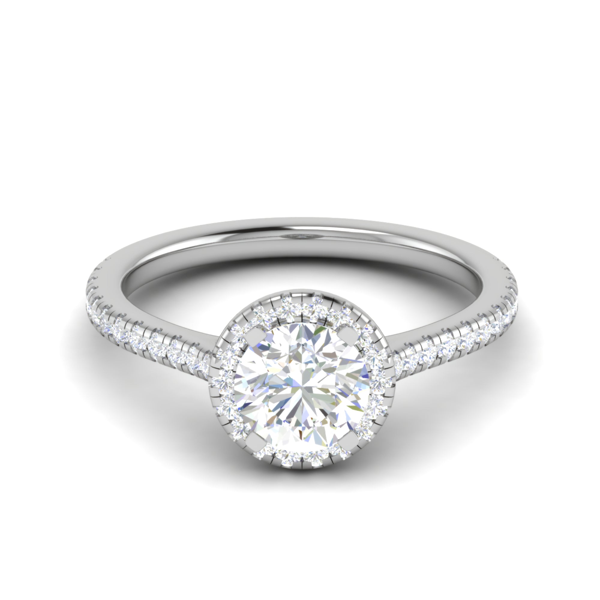 Round Halo Solitaire Ring