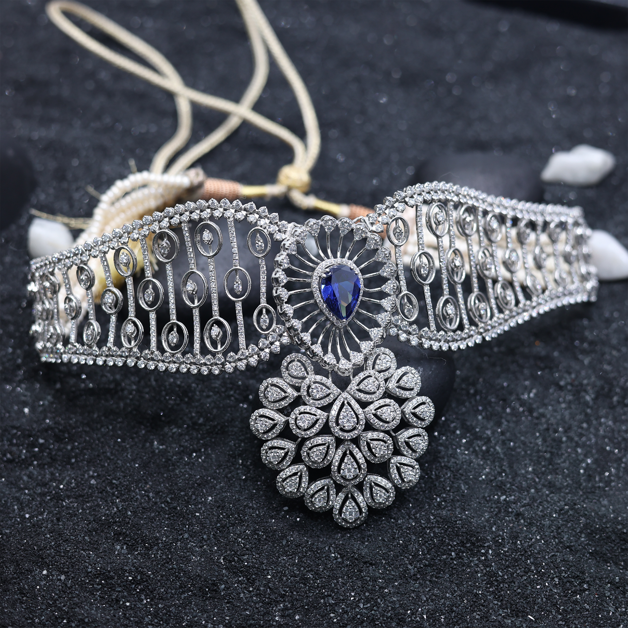 Elegant Sapphire Diamond Wedding Choker