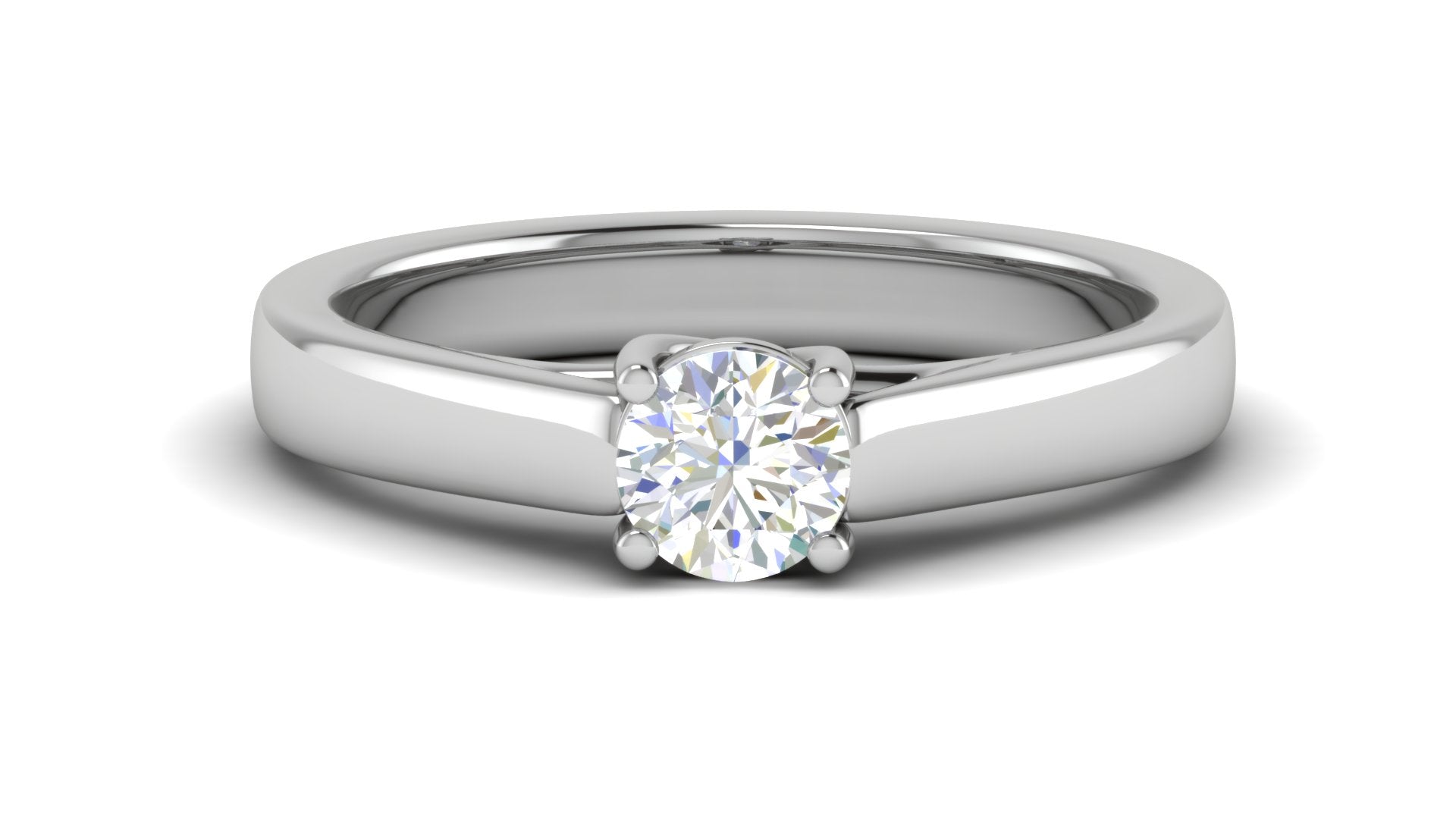 White Gold Adjustable Silver Solitaire Round Brilliant Diamond Engagement Ring For Woman