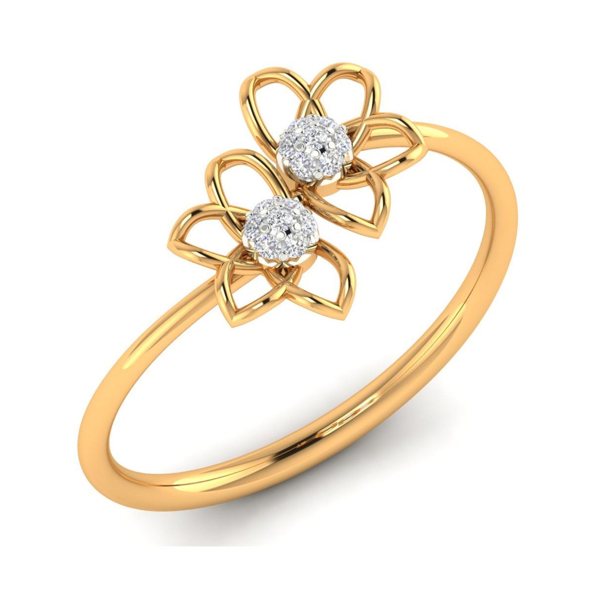 Elegant Dual Flower Diamond Ring