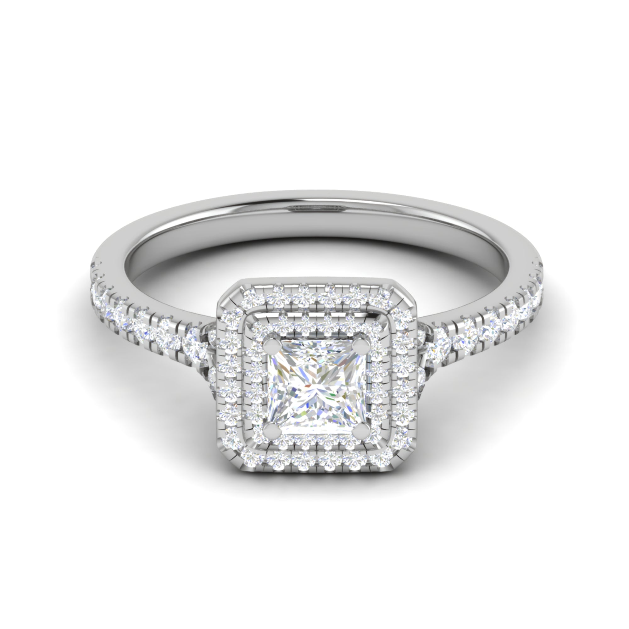 Solitaire American Diamond Halo Ring