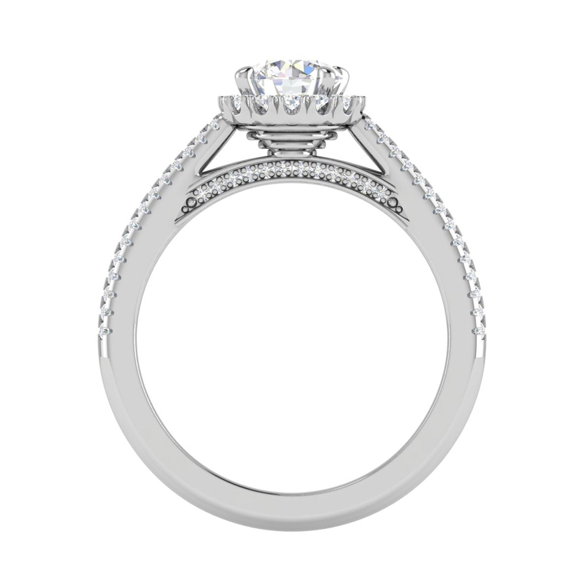 White Gold Plated Round Halo Ring