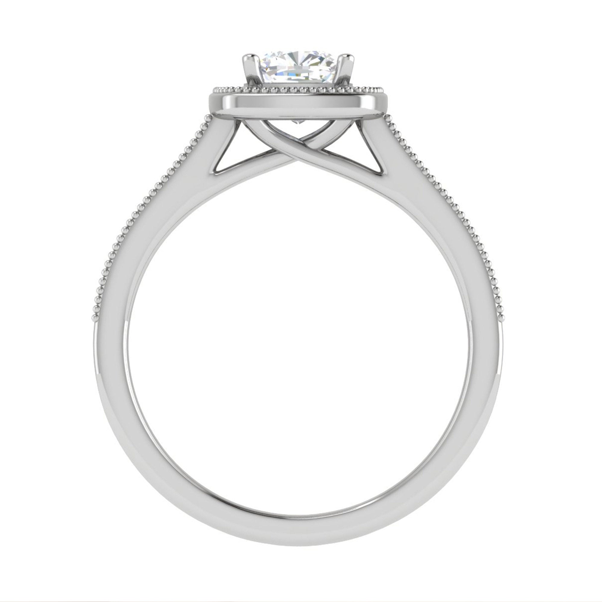 Cushion Halo Milgrain Silver Ring
