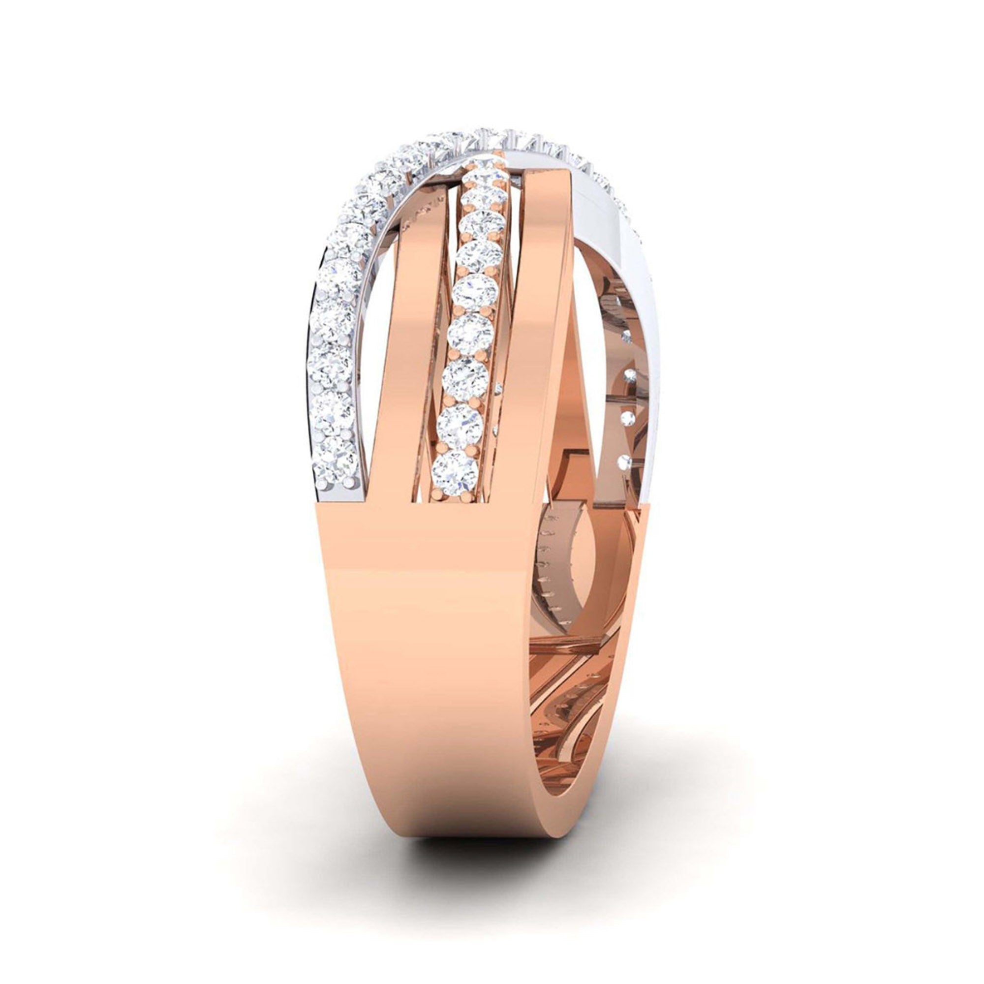 Elegant Rose Gold Crossover Ring