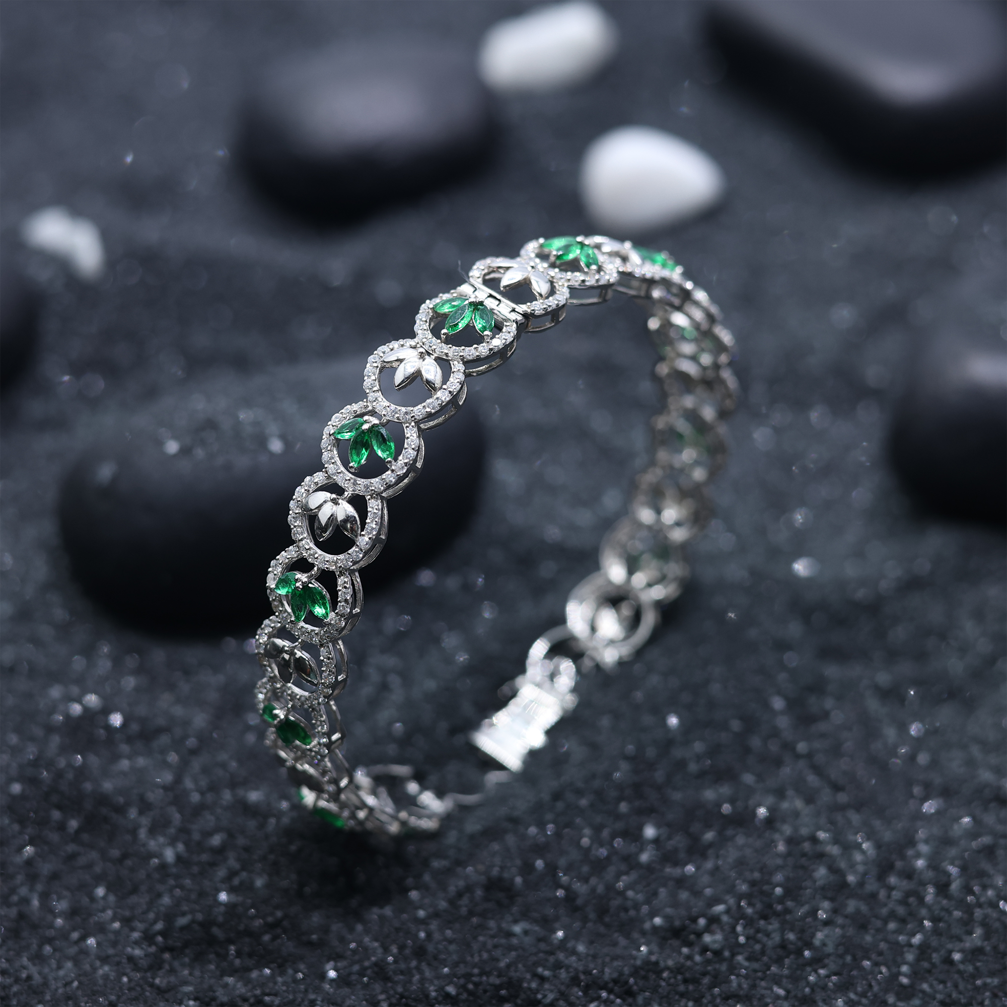 White Gold Paraiba Leaf Bracelet