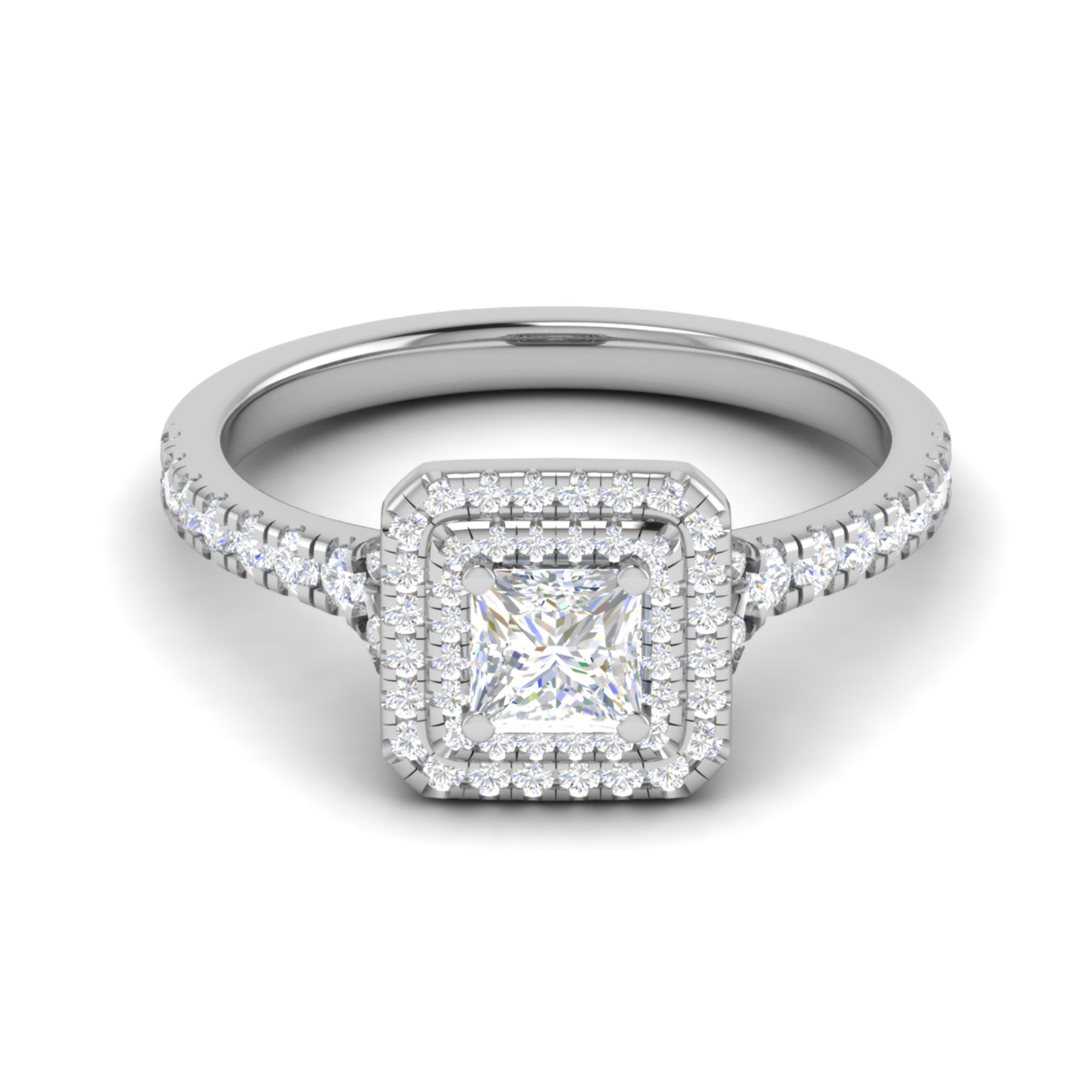 Princess Cut Halo Diamond Ring
