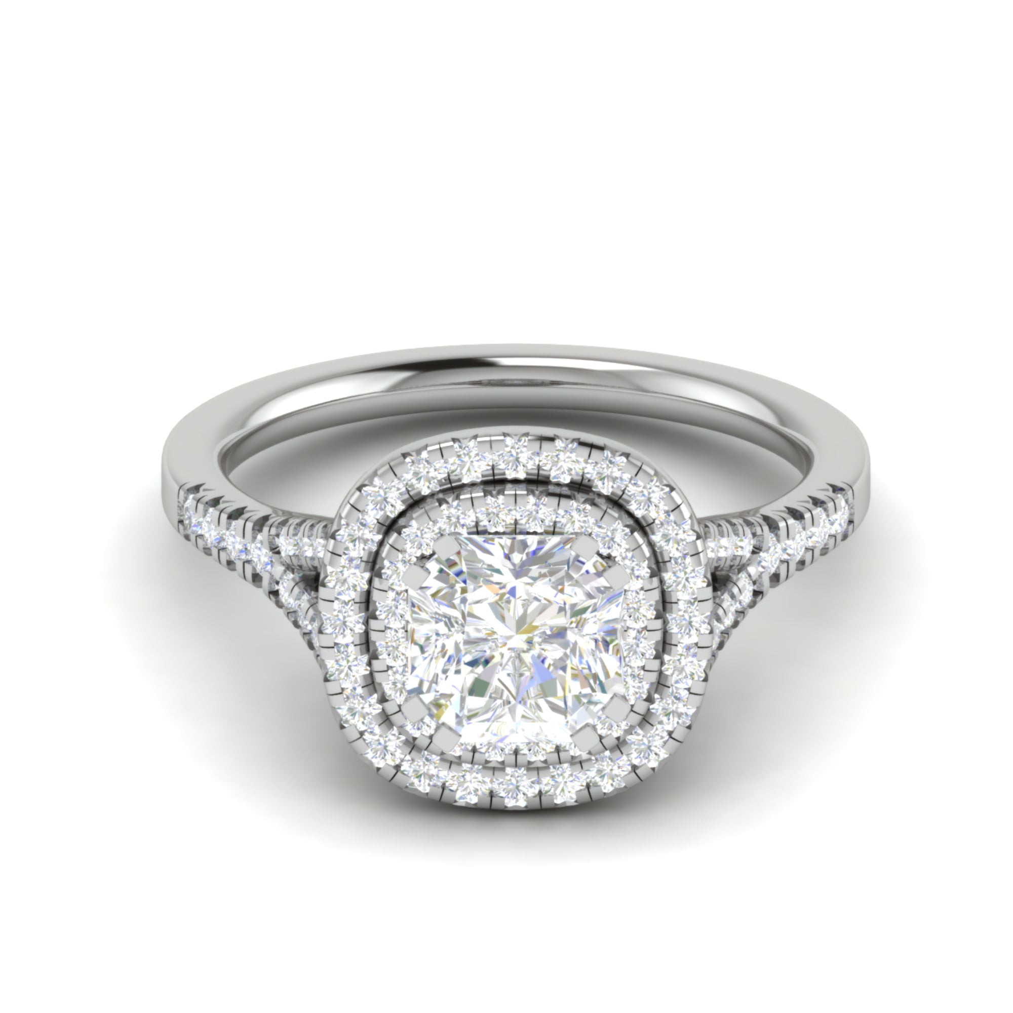 Double Halo Engagement Diamond Ring