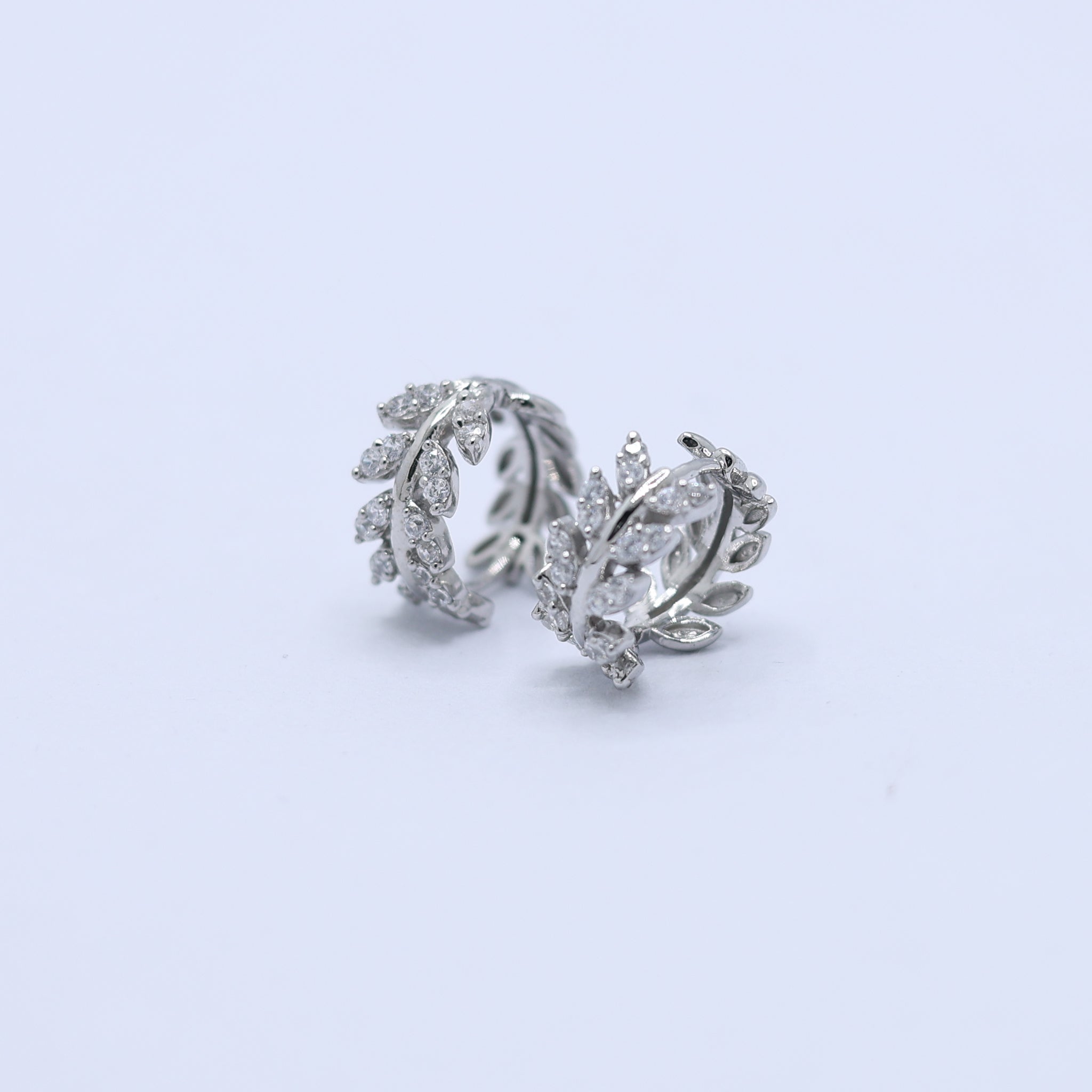 White Gold Plated Leaf Earrings