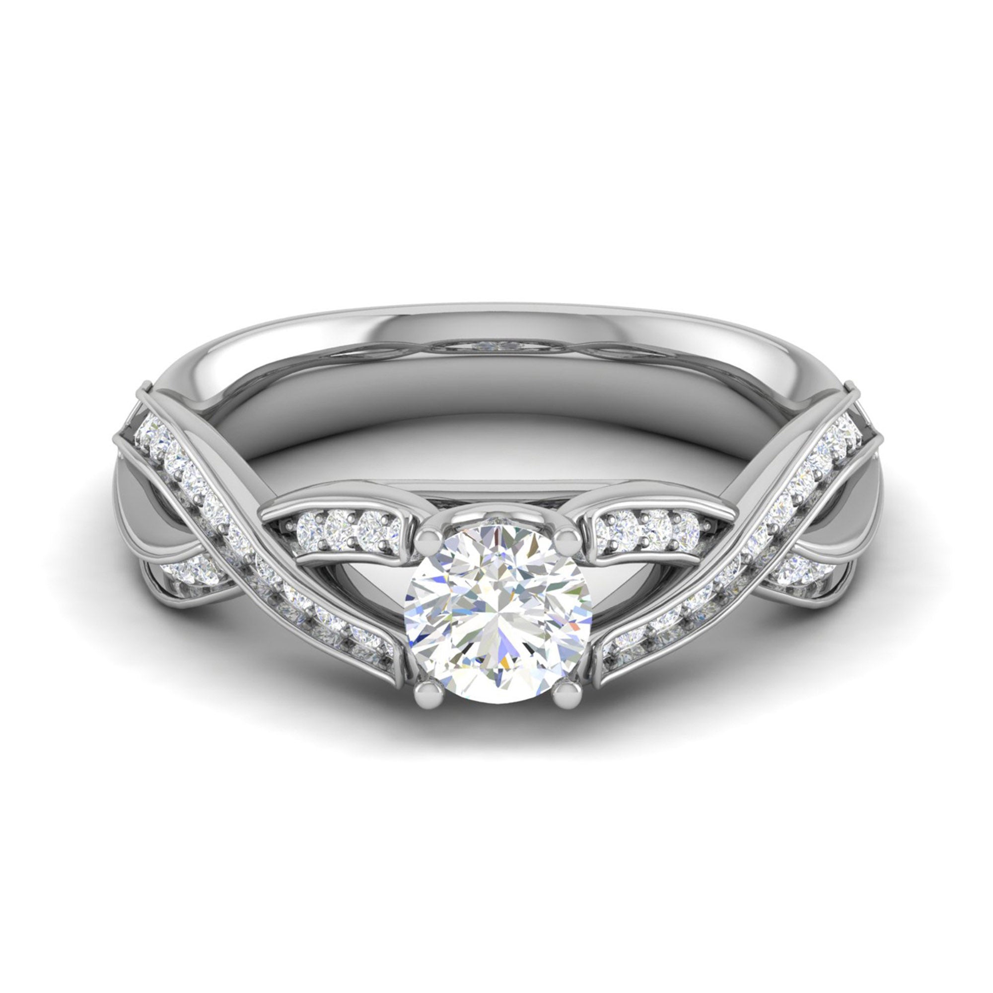 White Gold Plating Crisscross Ring