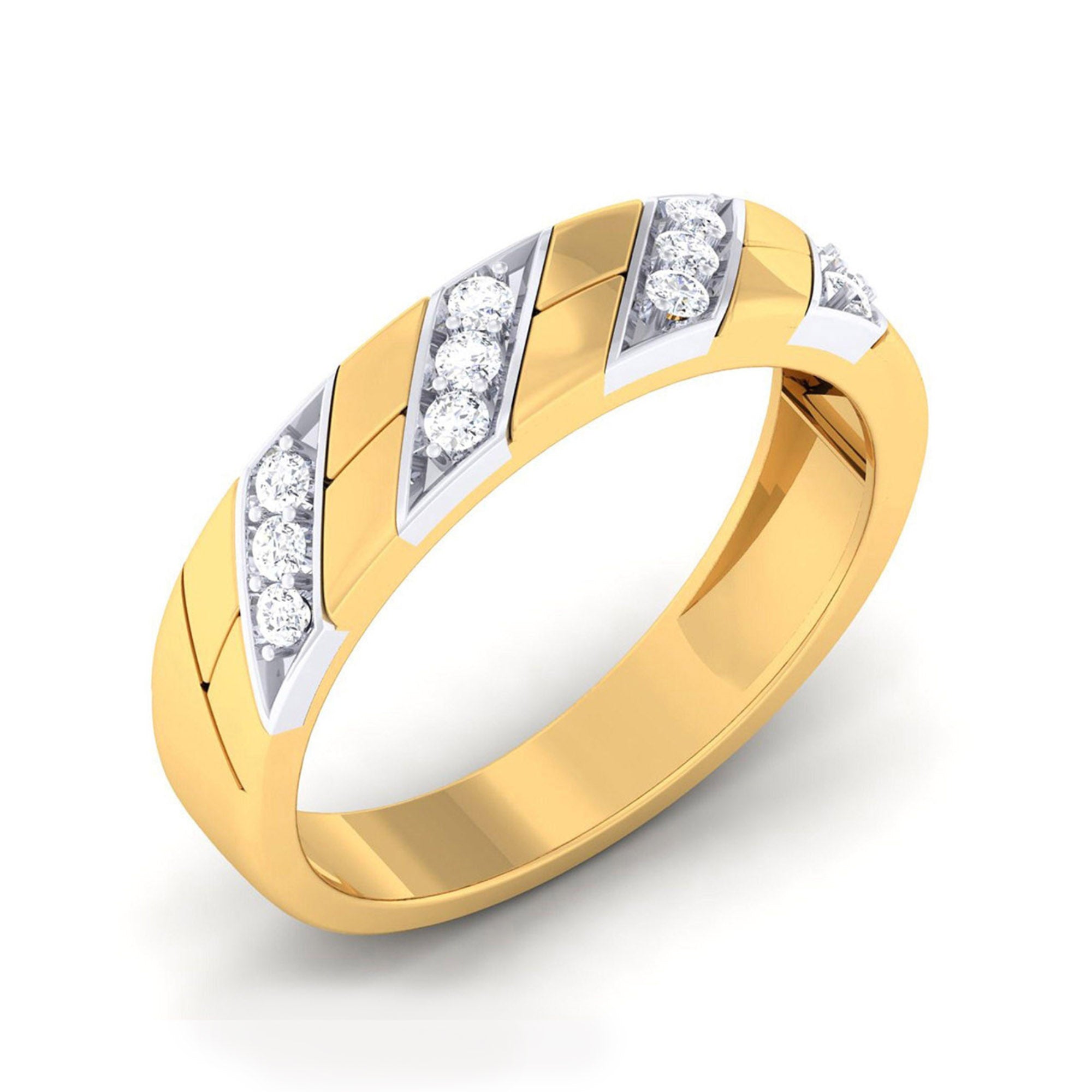 Gold Plated Diagonal Stripe Band