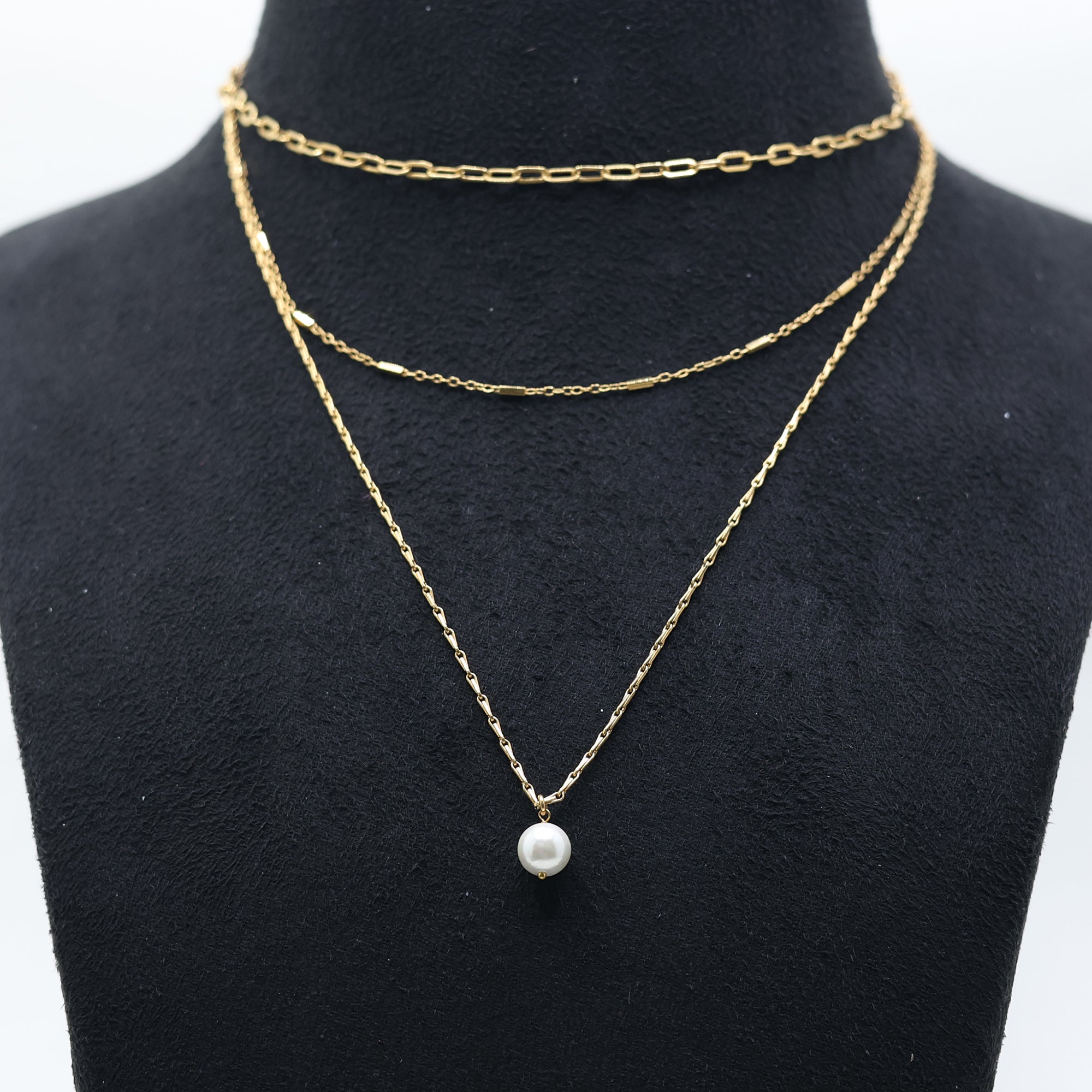 Three Layered Gold Chain Necklace