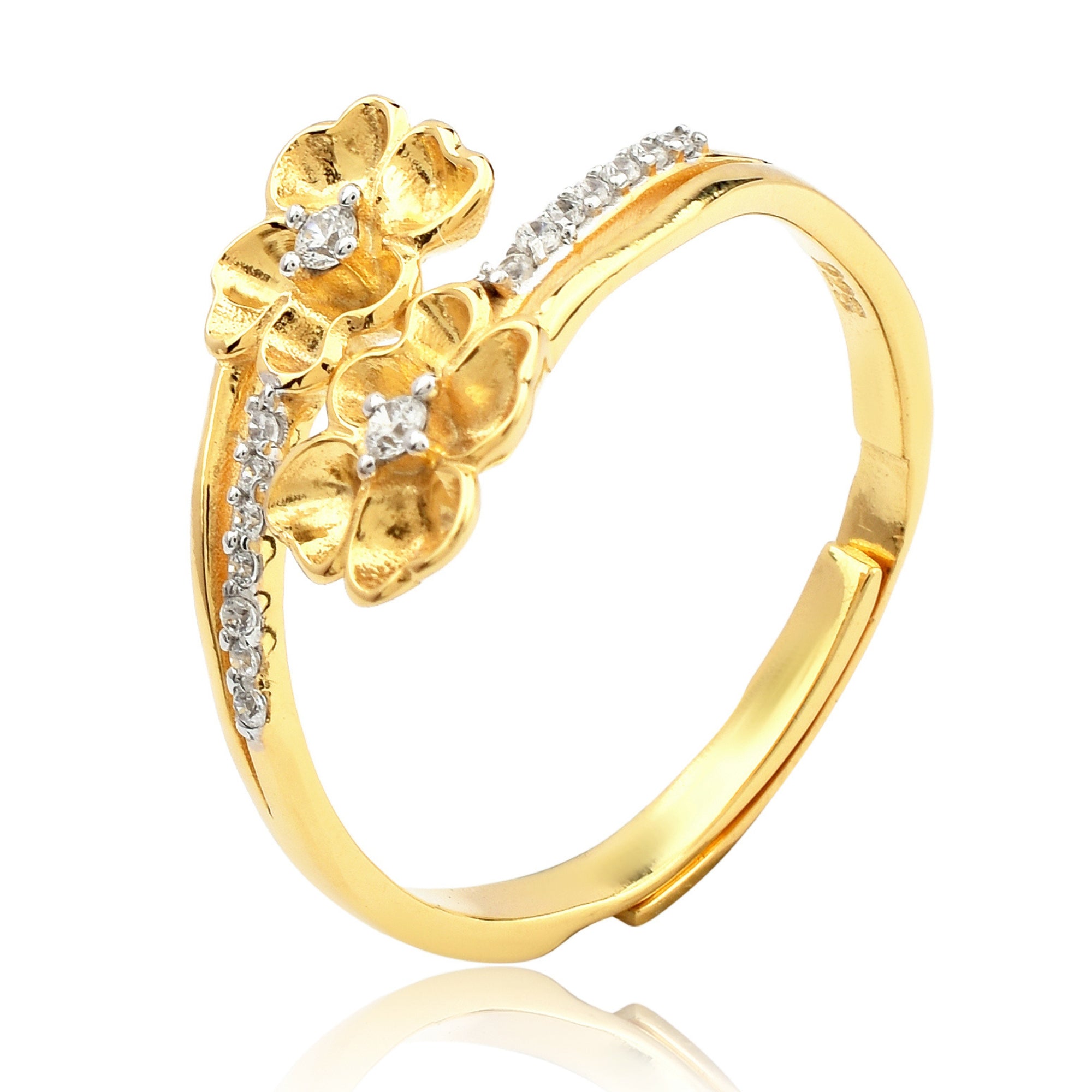 Dual Floral Open Style Ring