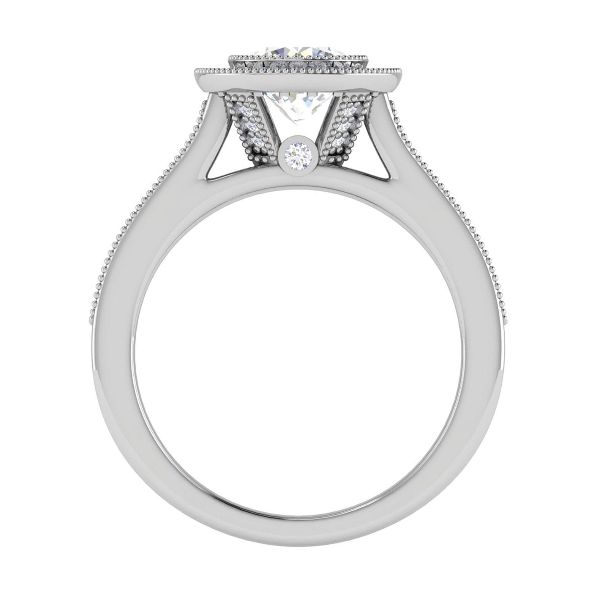 Elegant Milgrain Halo Solitaire Ring