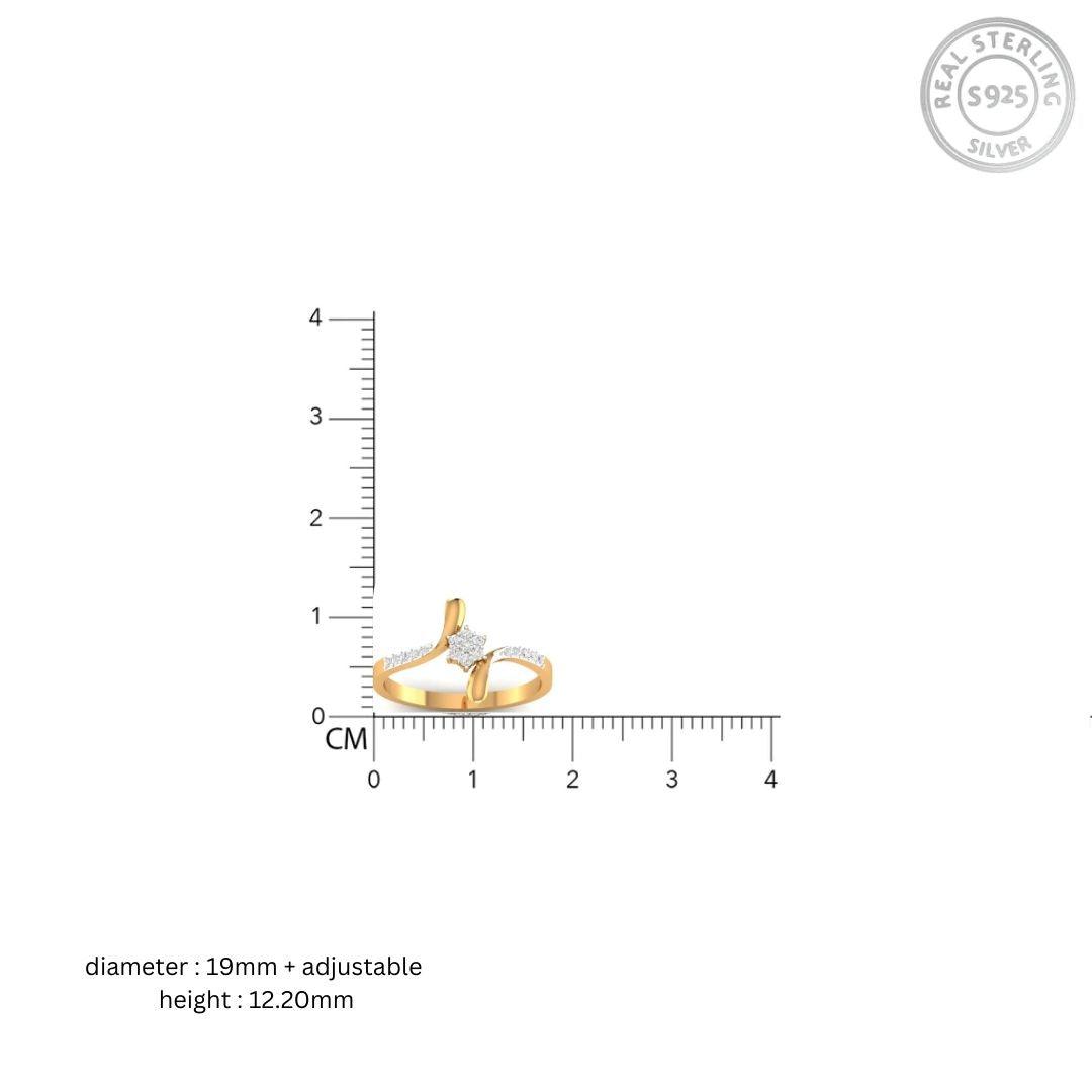 Silver Yellow Gold Adjustable Floral Cluster Accent Modern Twist Ring for Women