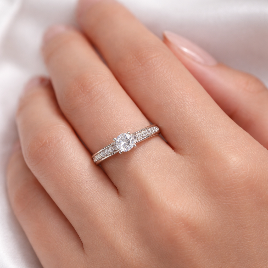 White Gold Plated Sterling Silver Ring