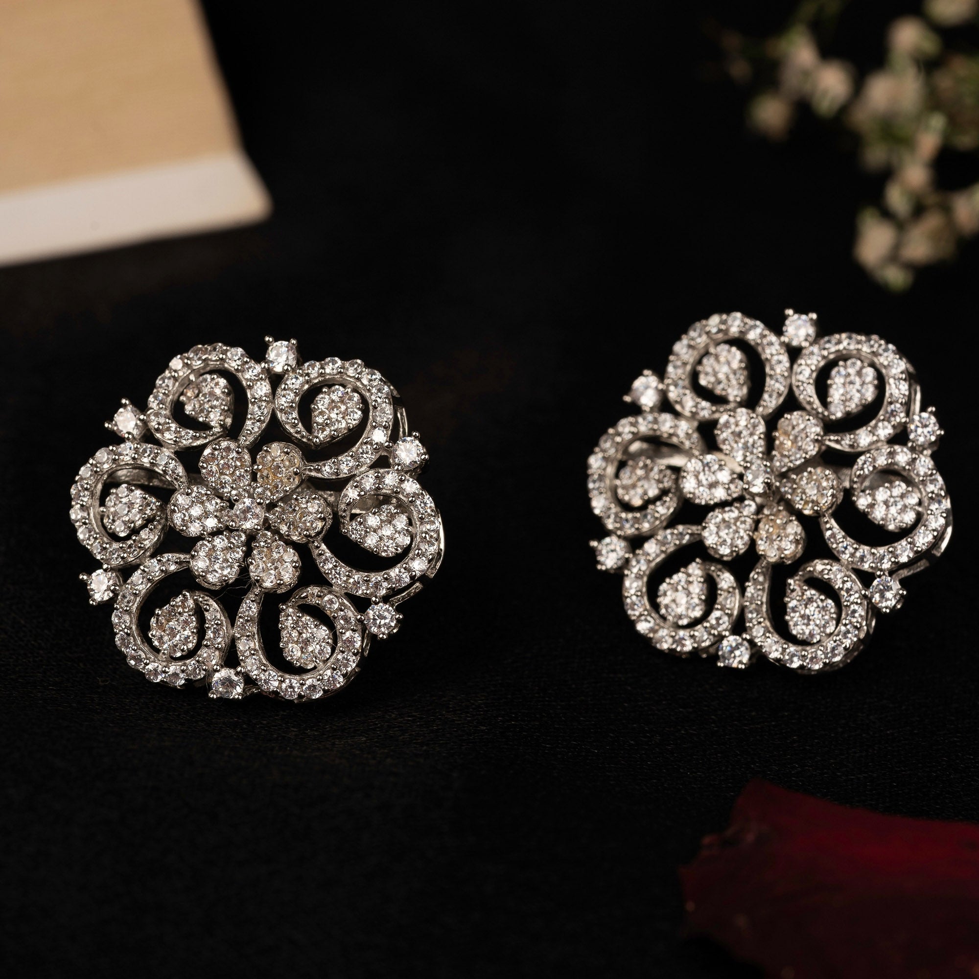 Royal Bloom Floral Stud Earrings