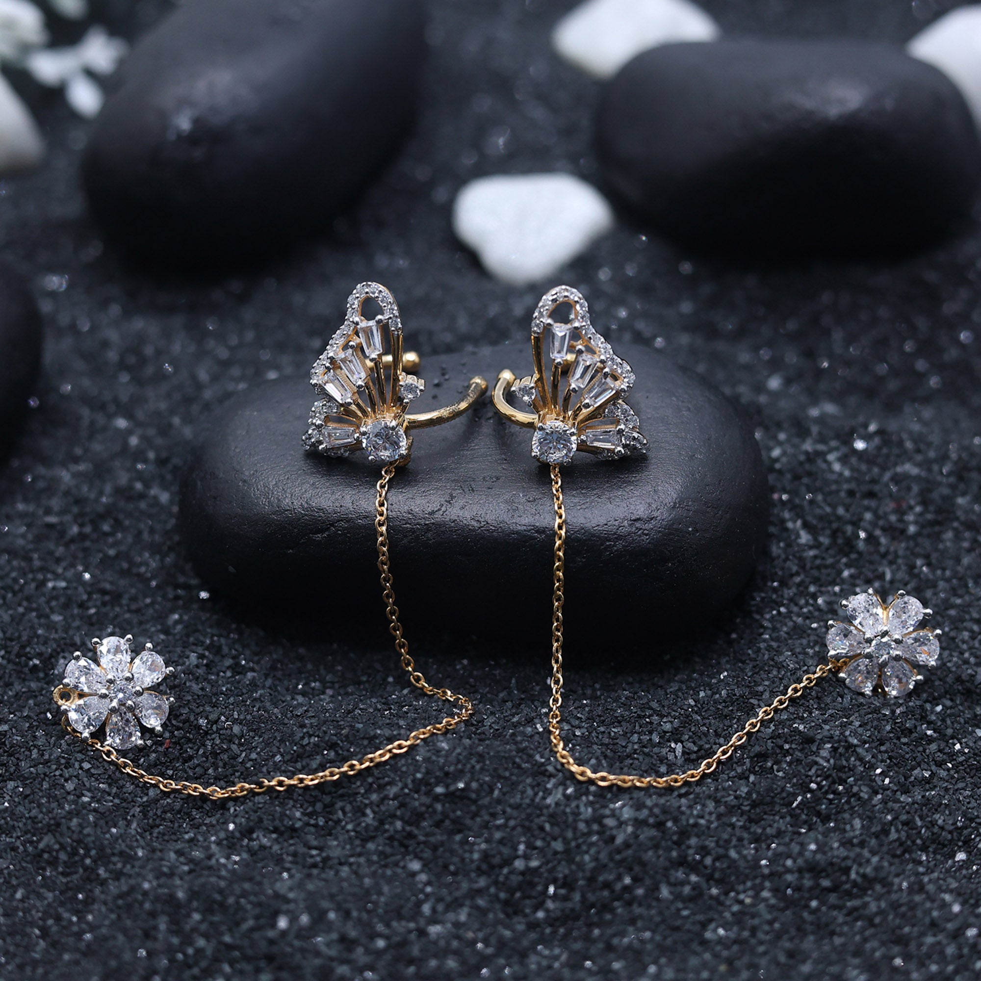 Elegant Yellow Gold Plated Butterfly Earrings