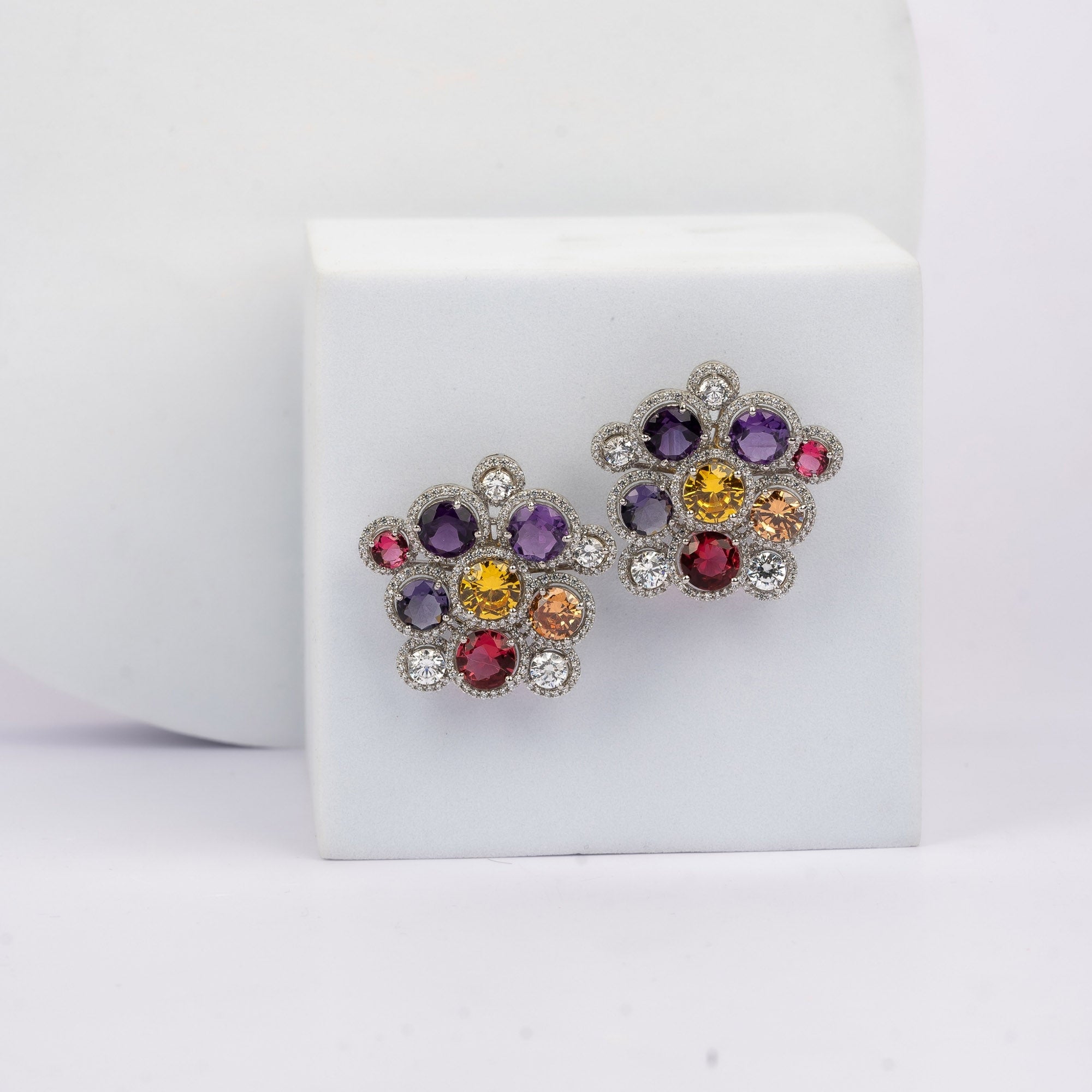 Celestial Bloom Multicolor Floral Stud Earrings