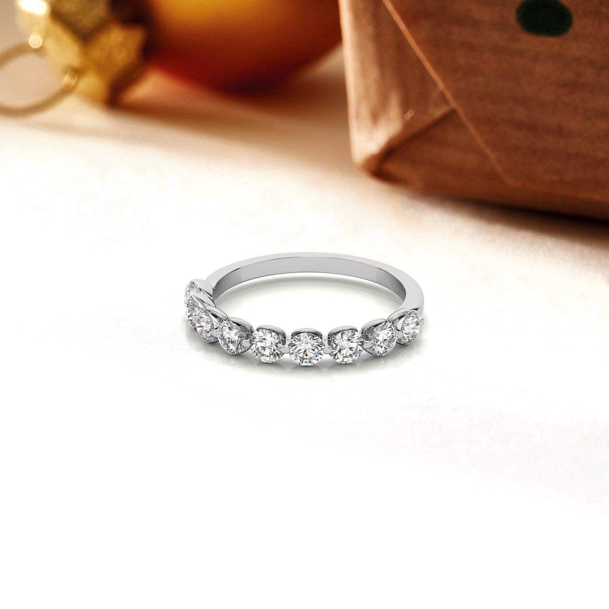 Sterling Silver Graceful Adjustable Round Cut Diamond White Gold Ring For Women