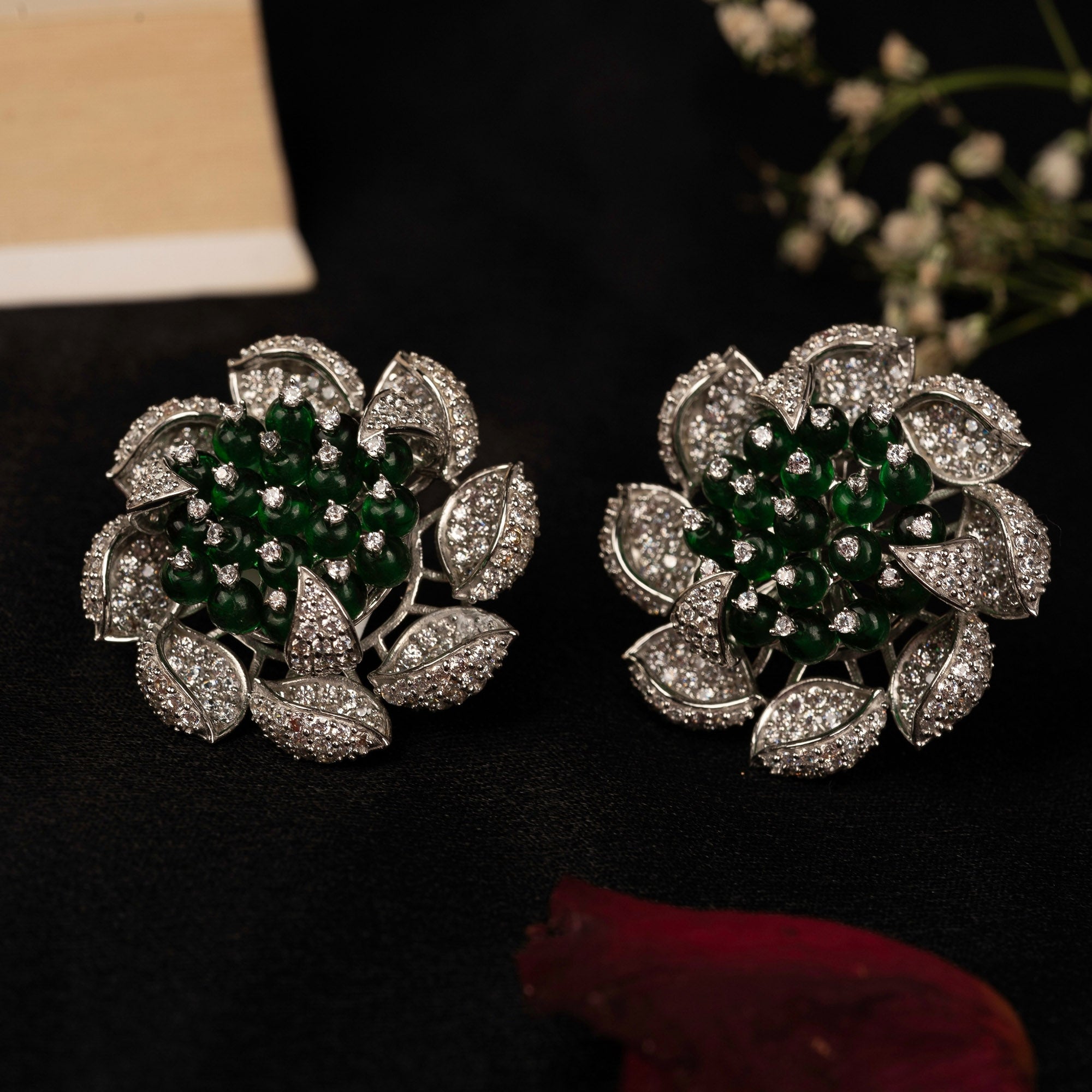 Green jewel Bloom Earring