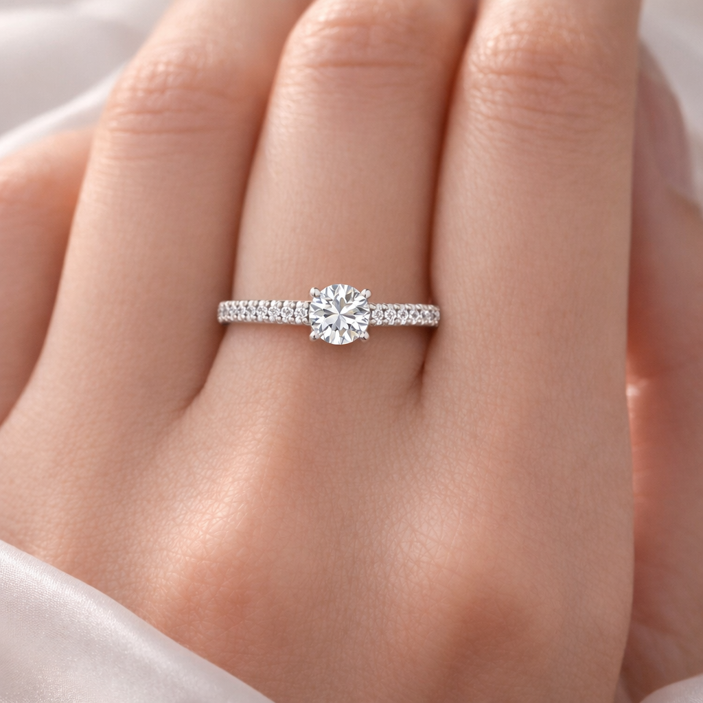 Adjustable Round Solitaire Ring