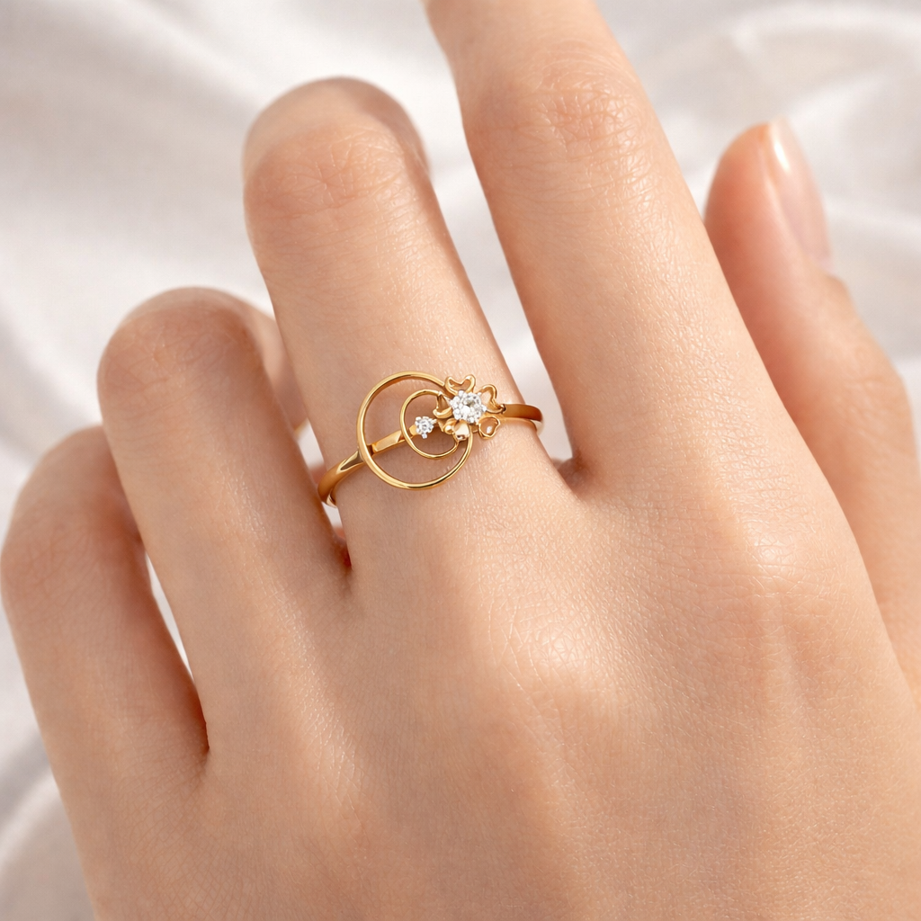 Unique Floral Swirl Diamond Ring