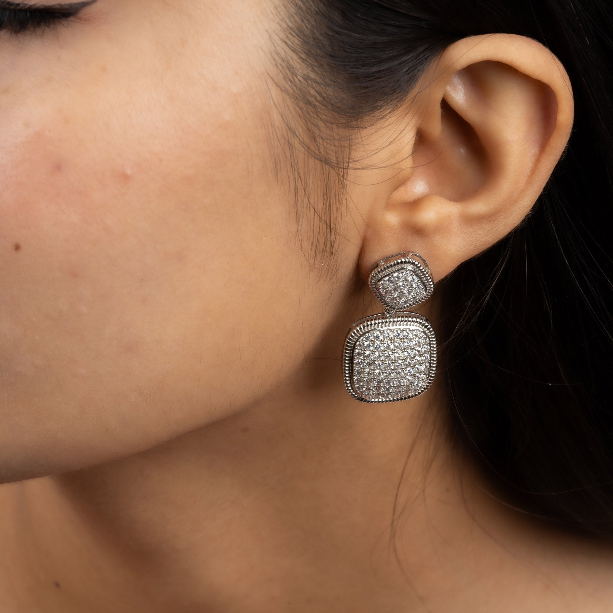 Vintage Cushion Drop Earrings