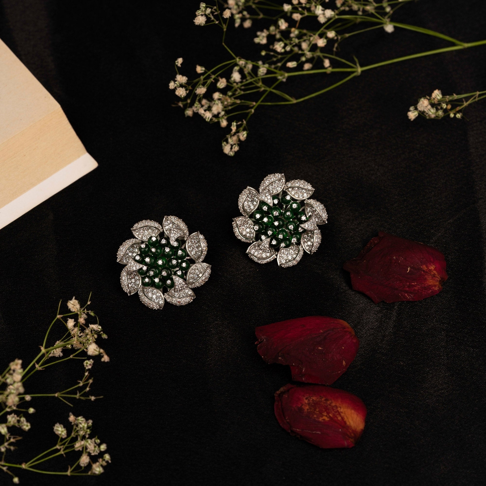 Green jewel Bloom Earring