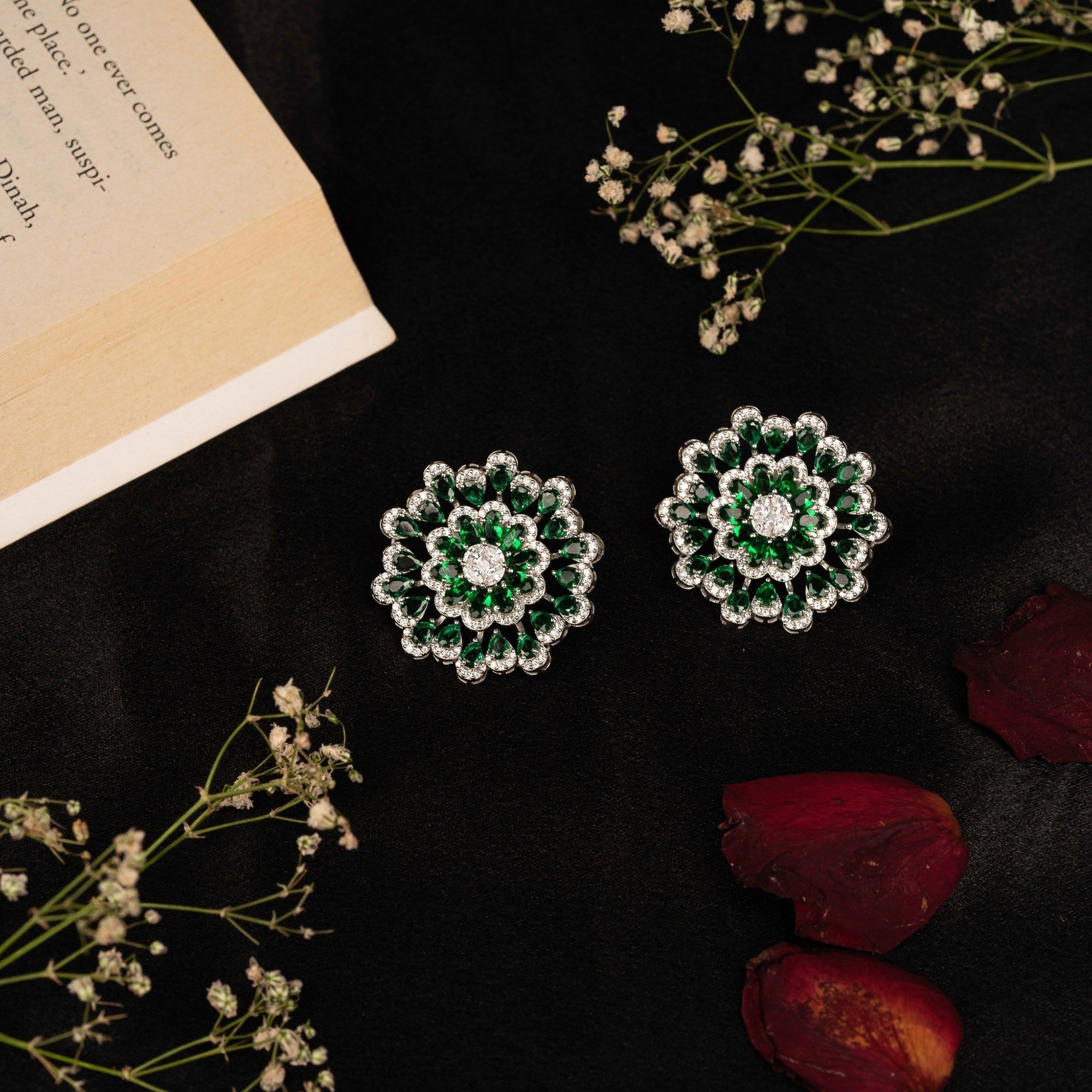 Emerald Vintage Inspired Stud Earring
