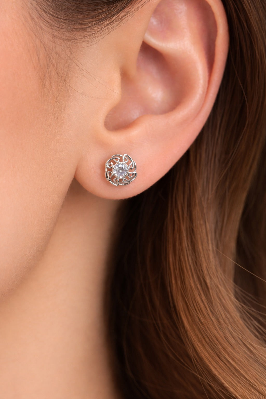 Elegant Openwork Diamond Stud Earrings