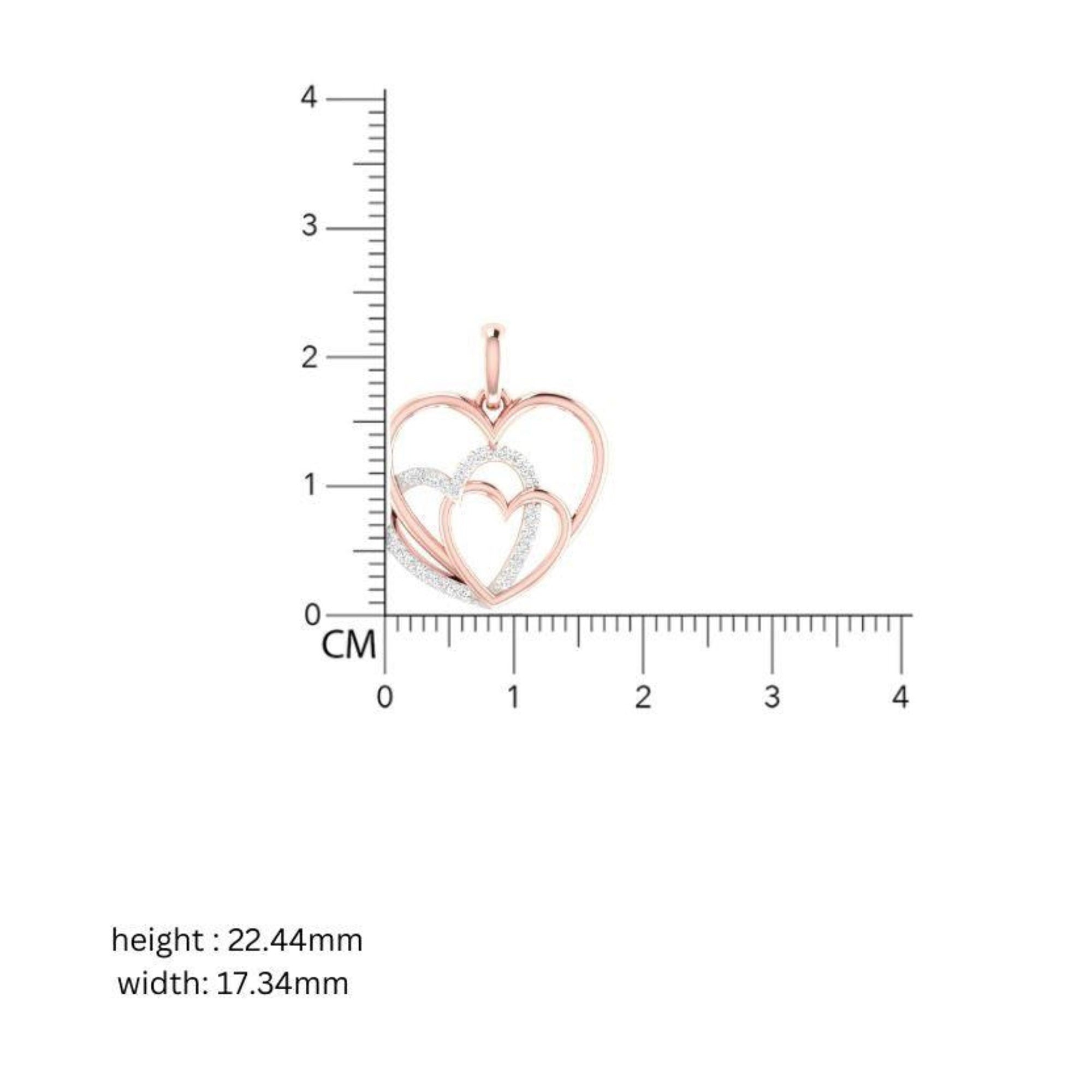 Triple Heart Rose Gold Pendant