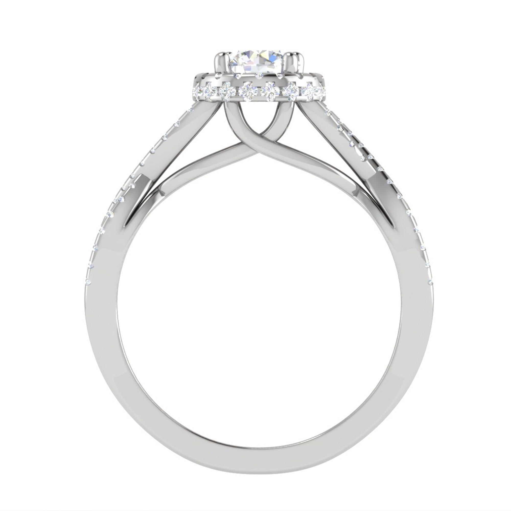White Gold Plated Crossover Halo Ring