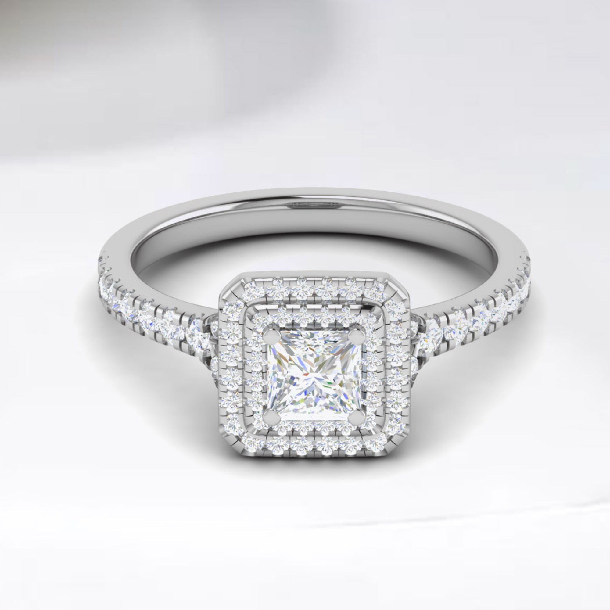 Solitaire American Diamond Halo Ring