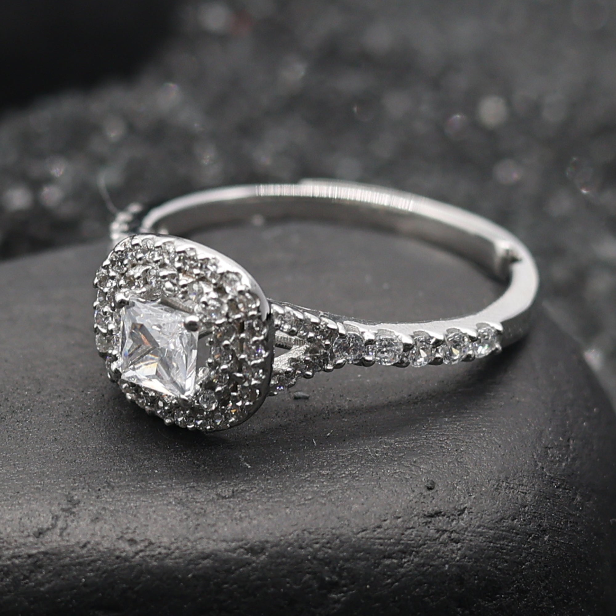 Double Halo Engagement Diamond Ring