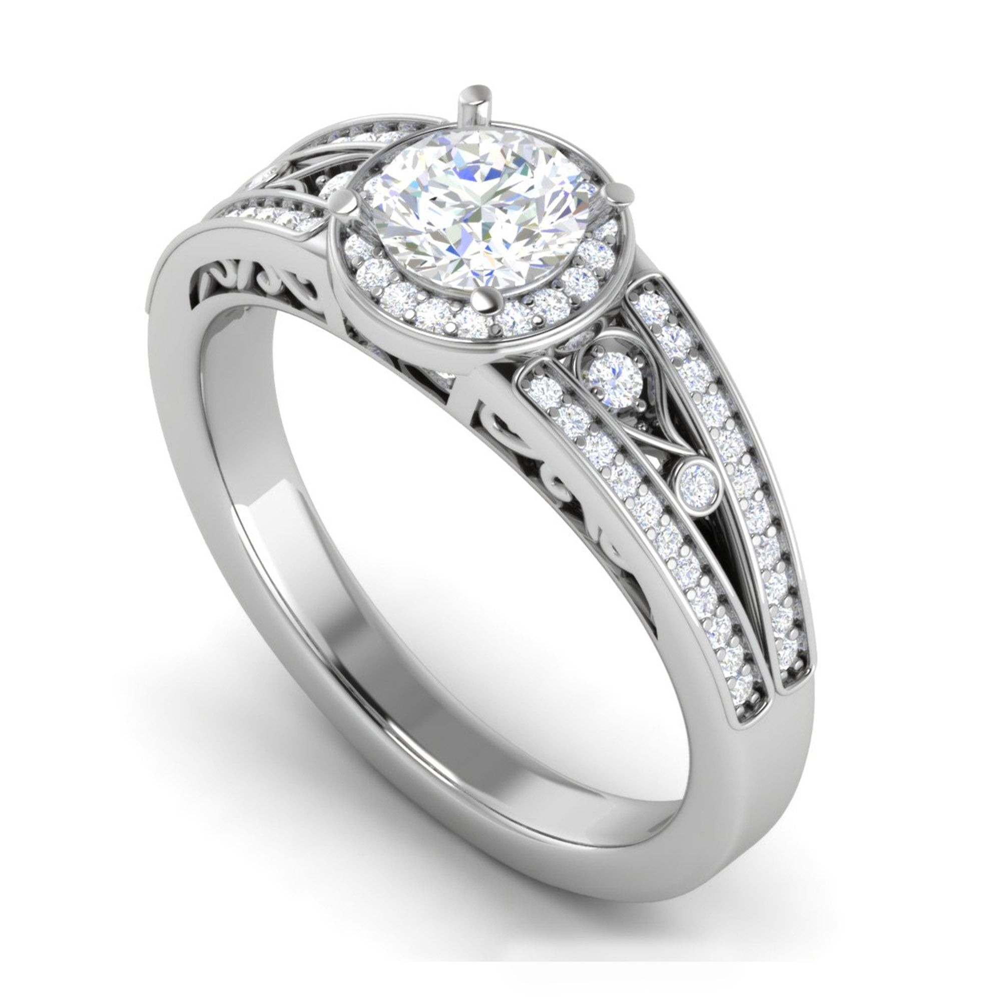 Round Diamond Halo Engagement Ring