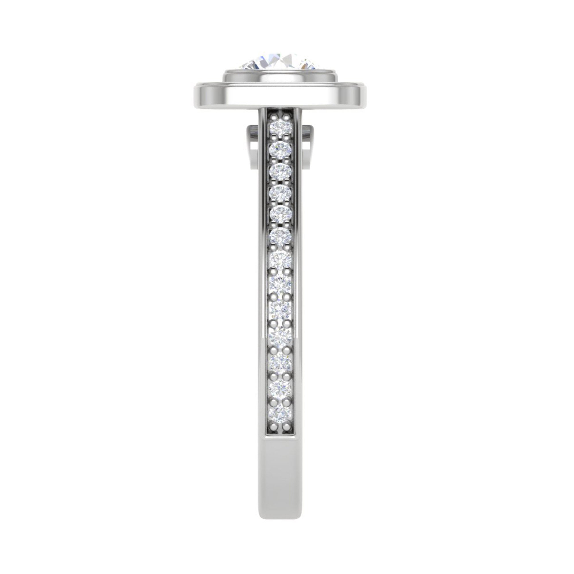 Bridal Silver Solitaire Halo Ring
