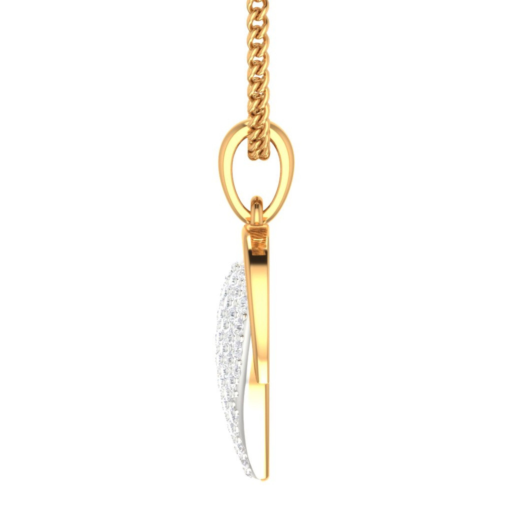 Gold Plated Heart Diamond Pendant