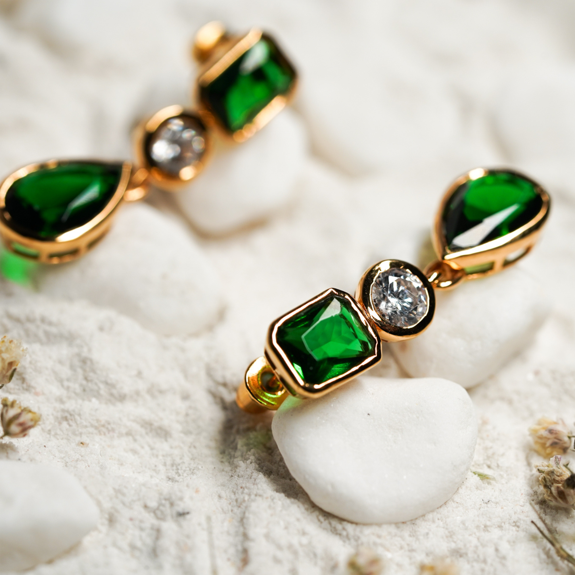 Green Pearl Dangle Earrings