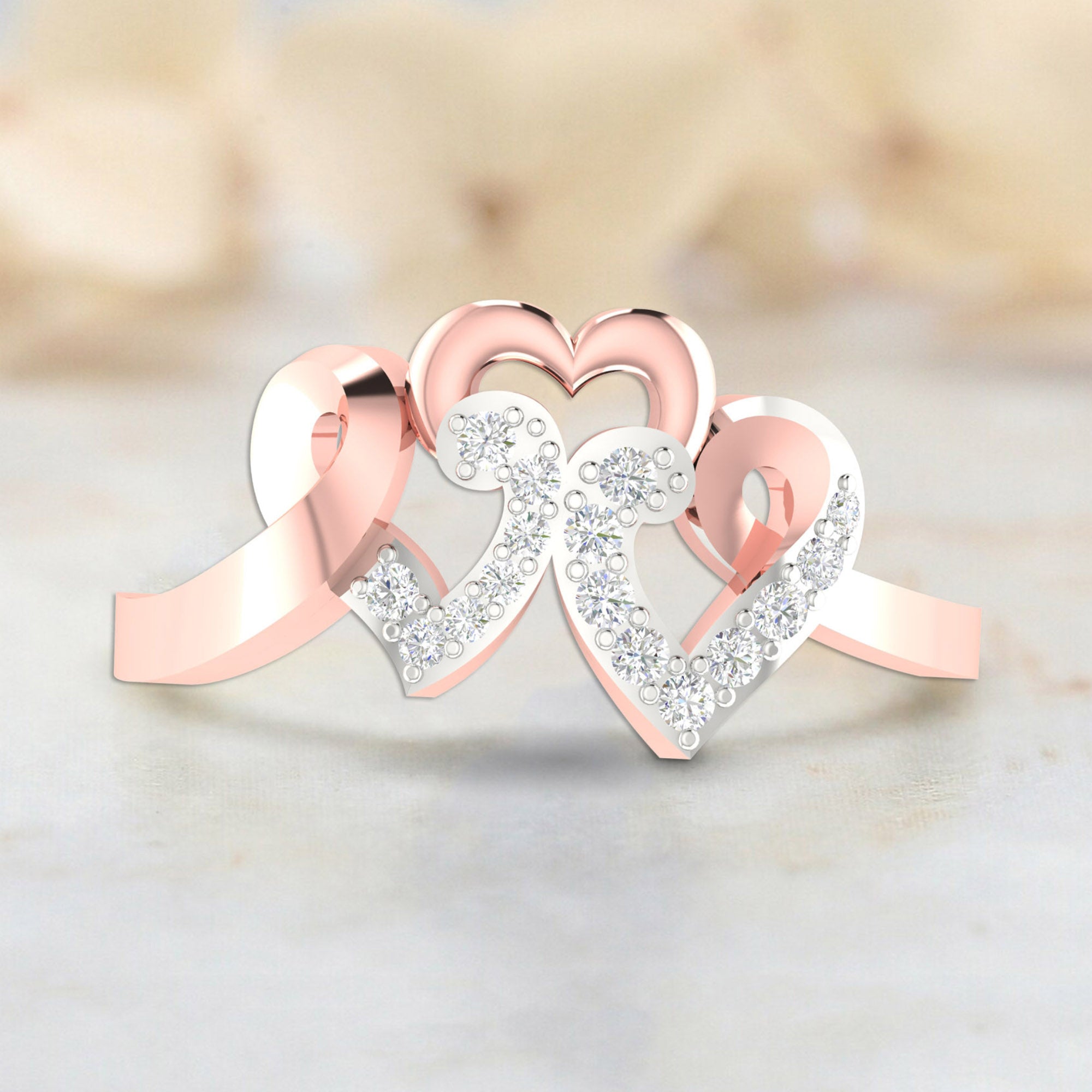 Intertwined Triple Heart Ring