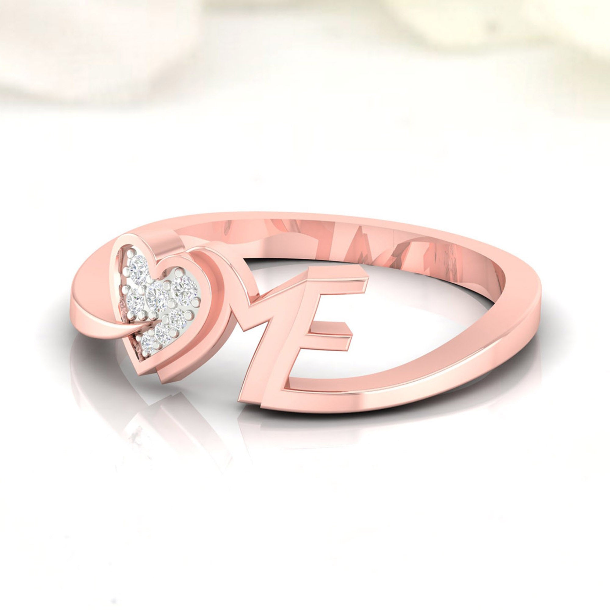 Heart LOVE ME Ring in Rose Gold