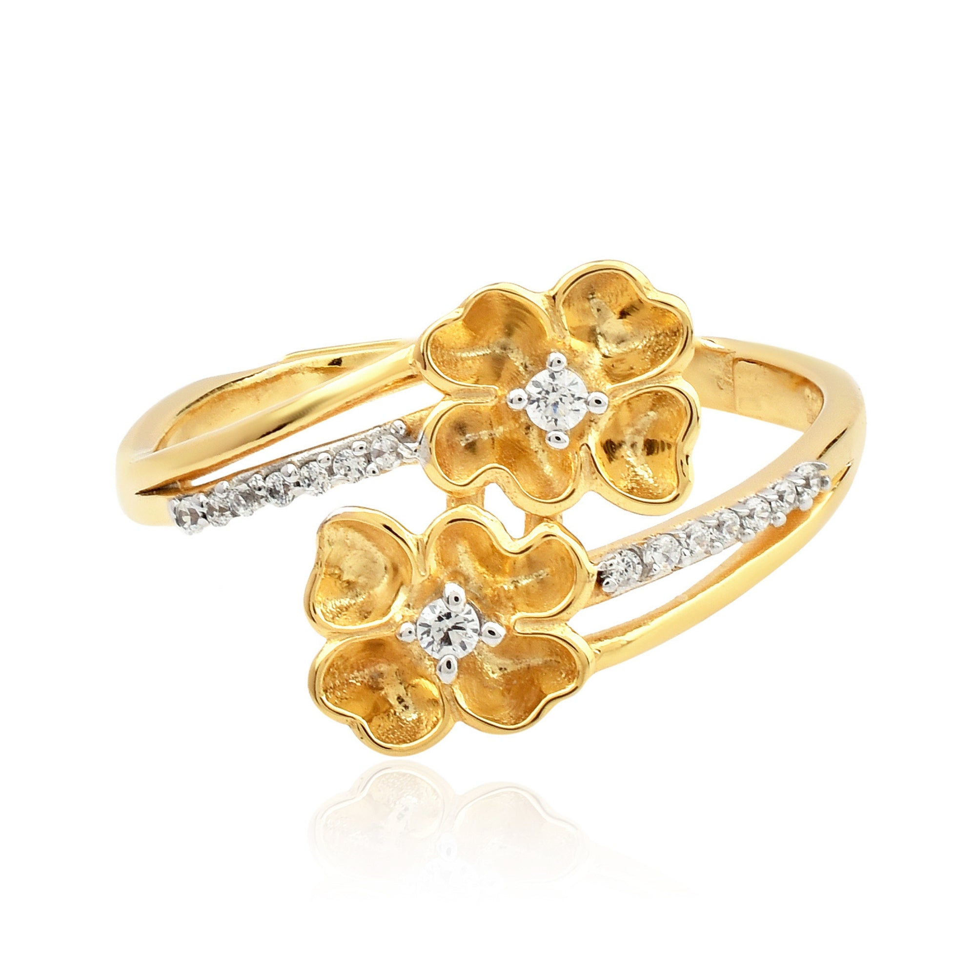 Dual Floral Open Style Ring