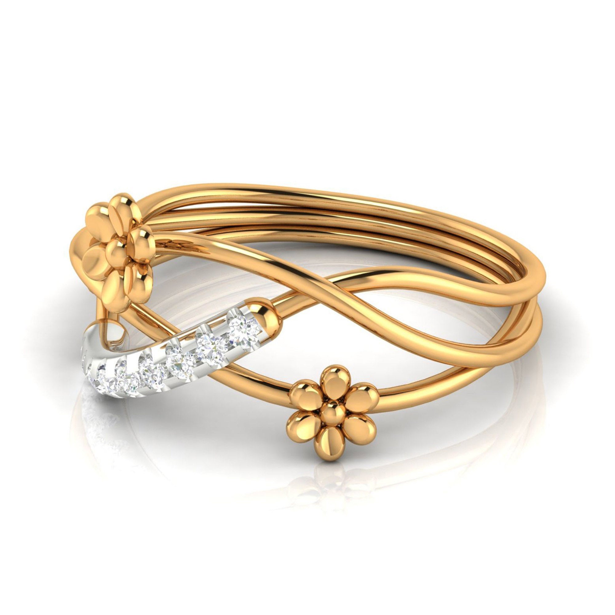 Gold Plated Floral Crossover Ring