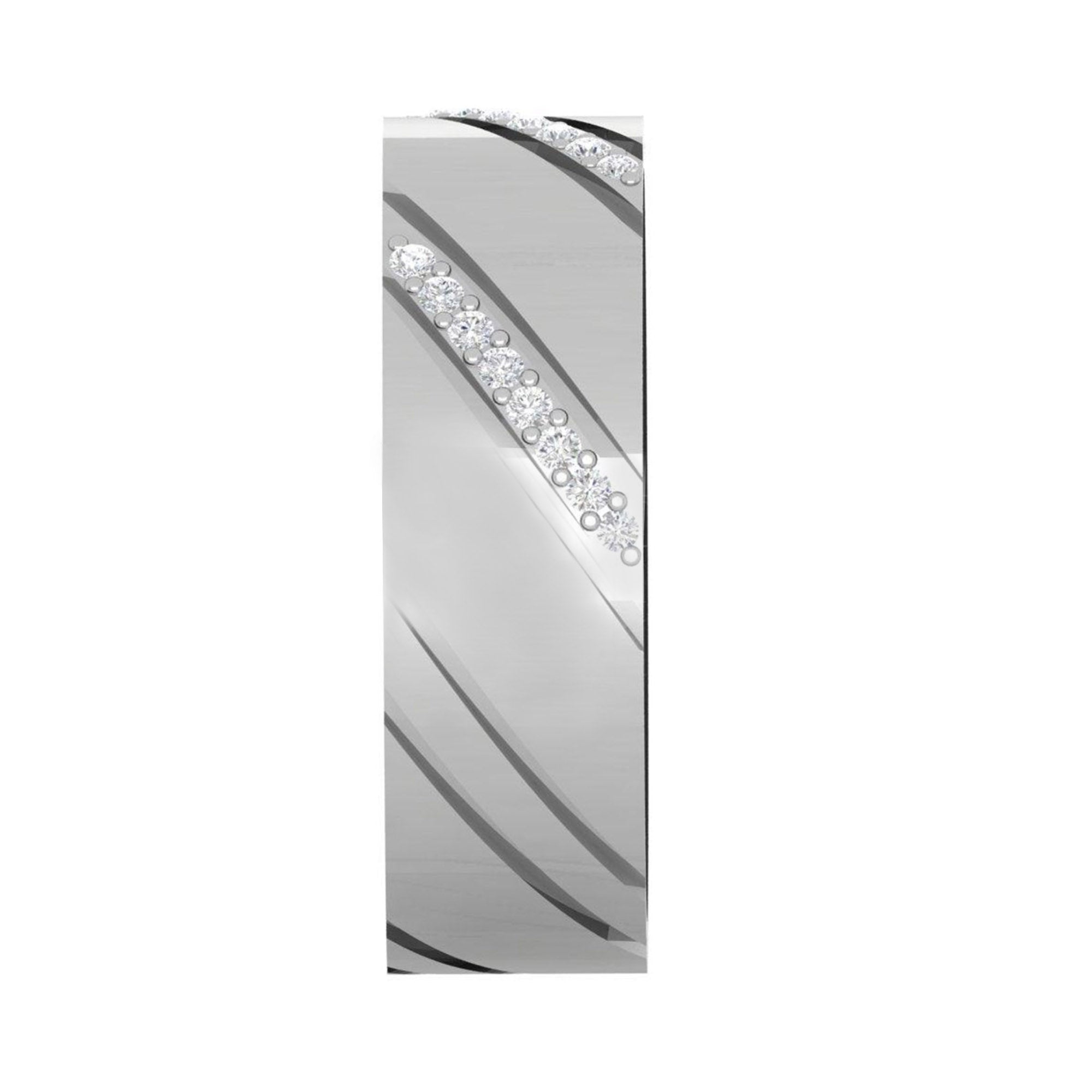 Unisex Striped Sterling Silver Band