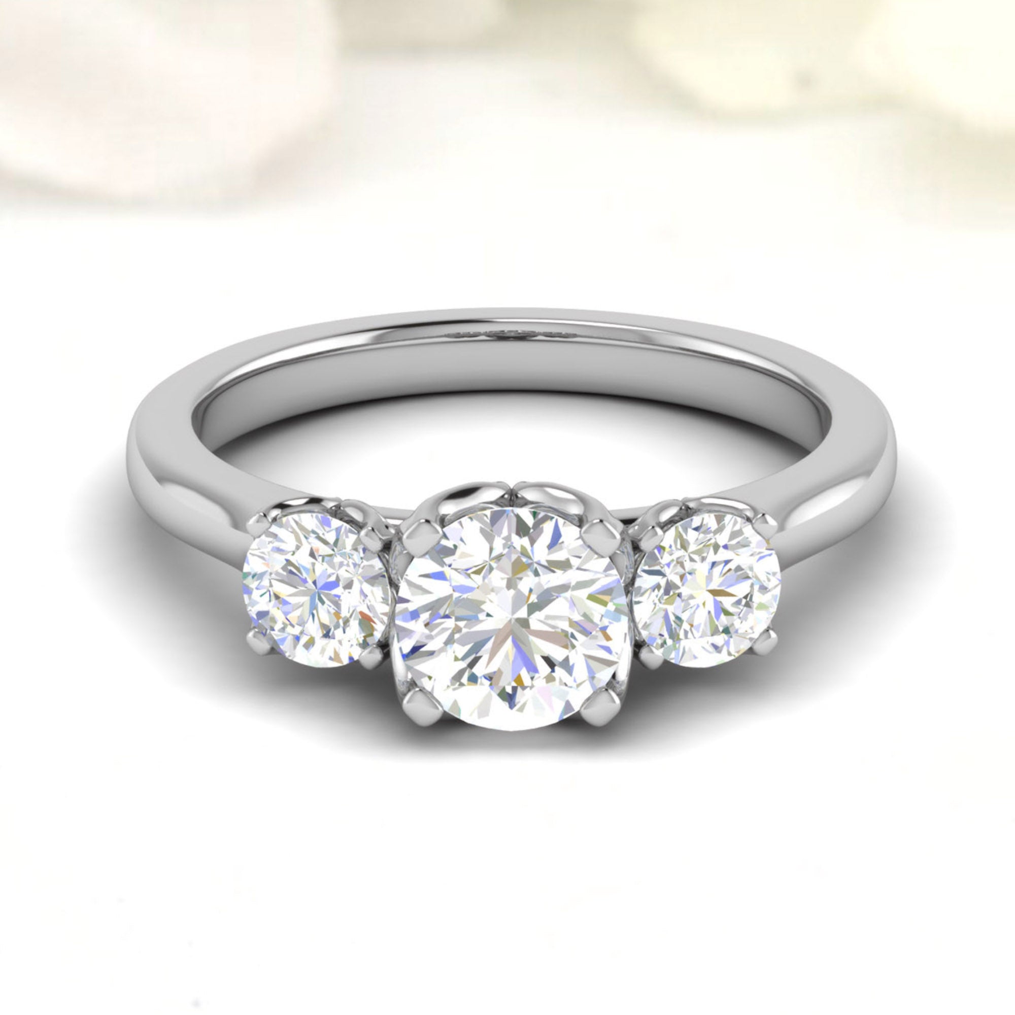 Classic Three Stone Sterling Silver Ring