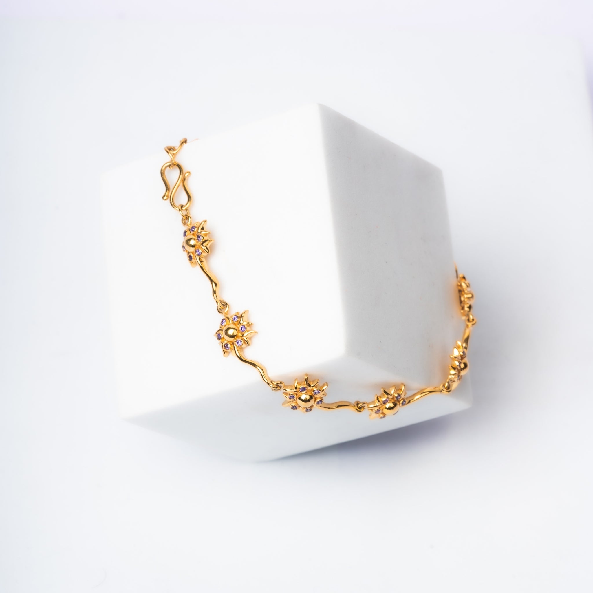 Yellow Gold Plated Amethyst Bracelet